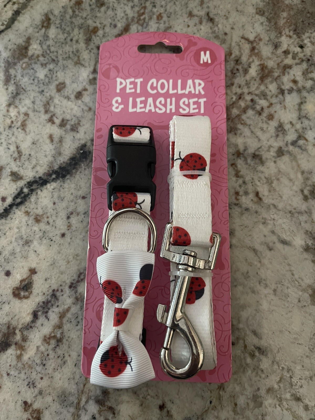 Pet Ladybug Collar & Leash Set New