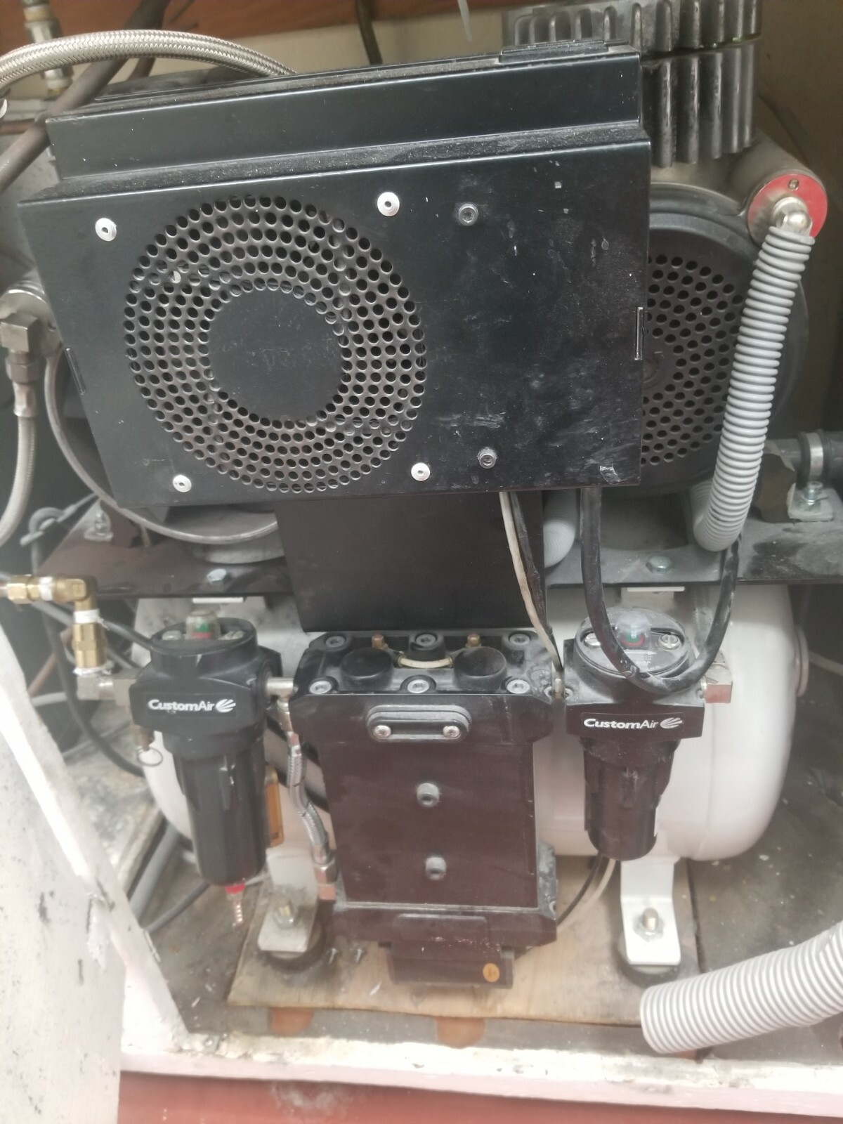FOR PARTS JUN-AIR Dental Air Compressor Dual Head Oil Free WITH EXTRA MOTOR