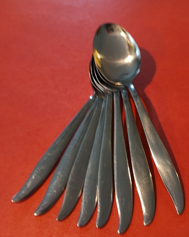 8 Linmark LNM2 Teaspoons Stainless Steel Japan Curved Tip Free Ship