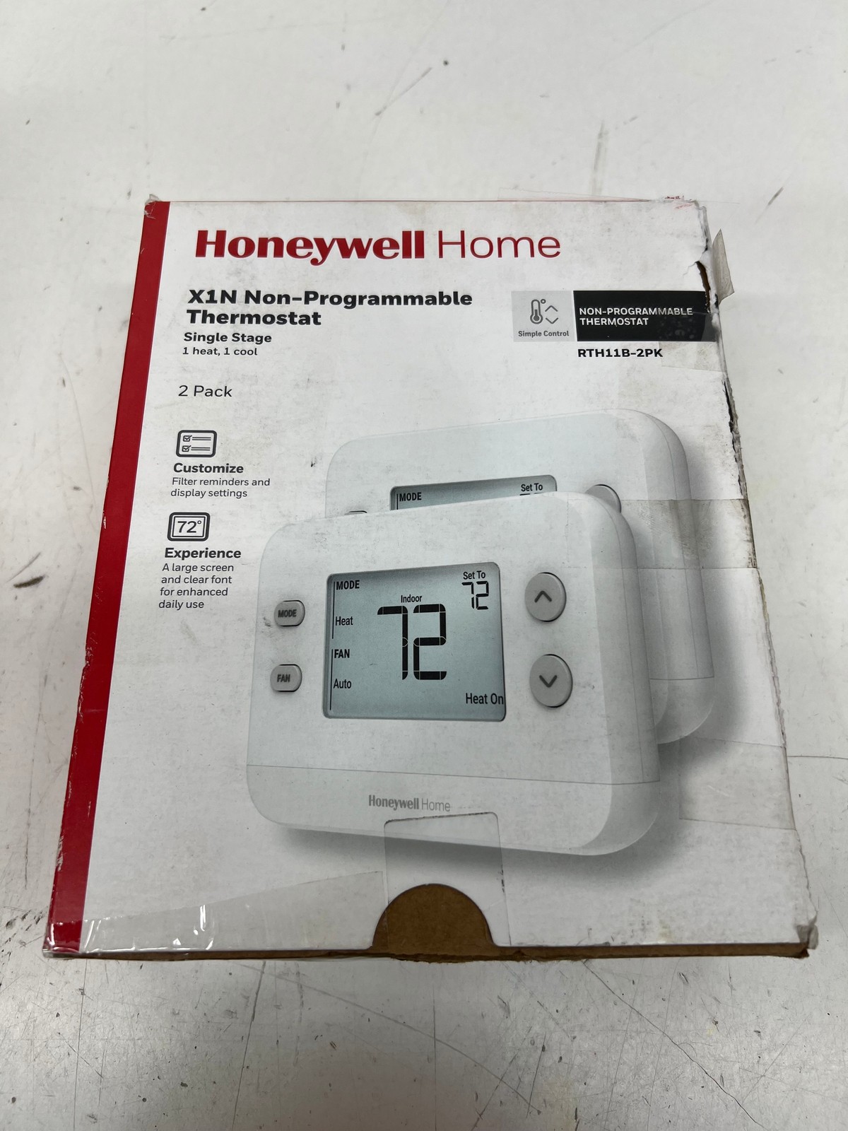 Honeywell X1N Thermostat Non-Programmable 1 Heat/1 Cool 2-Pack