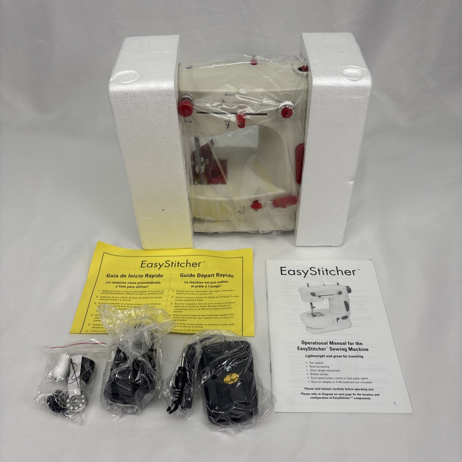 Easy Stitcher Table Top Sewing Machine Electric or batteries Bobbin winder NEW
