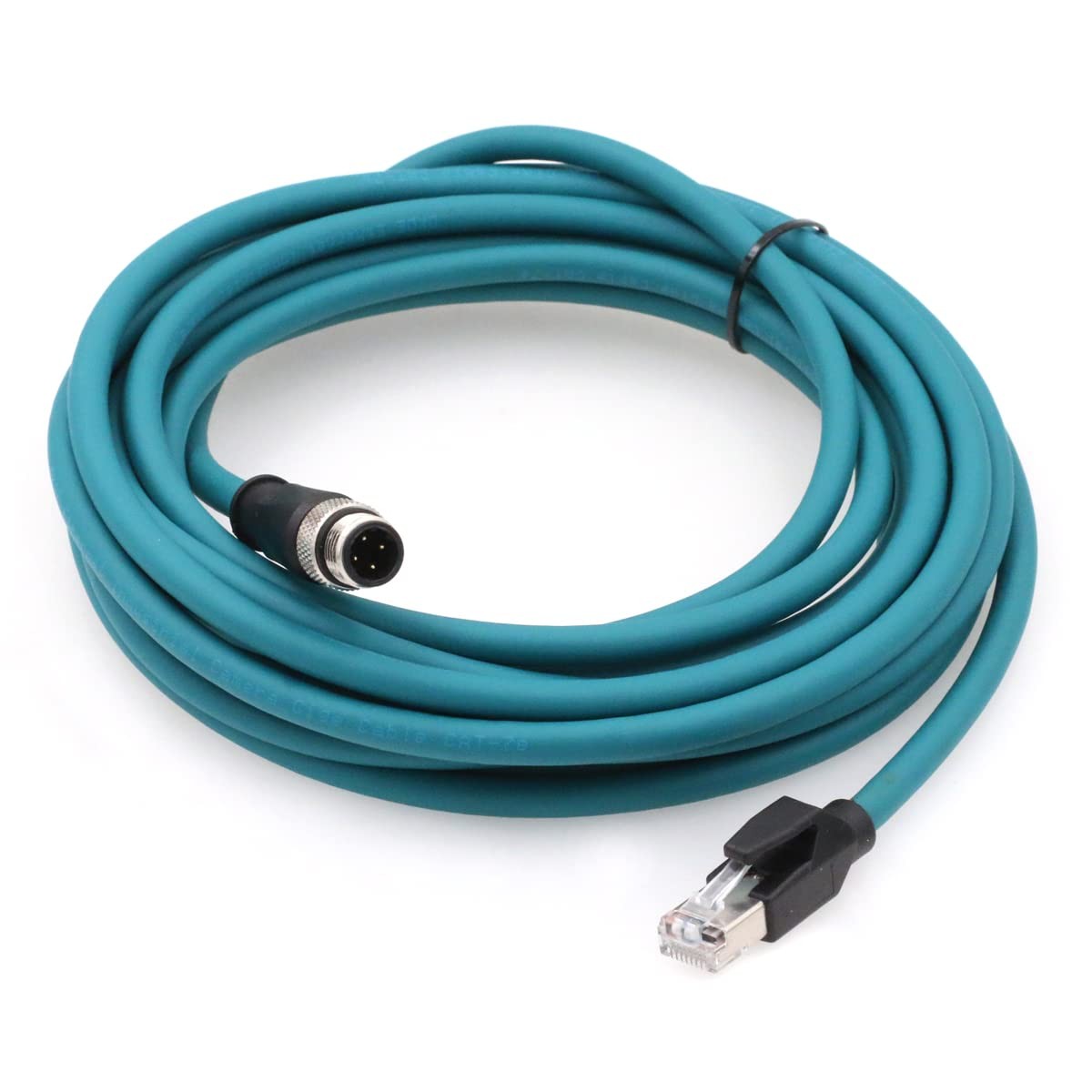 M12 Ethernet Cable D-Code 4 Pin Male to RJ45 Connector High Flex Cat5e Shield...