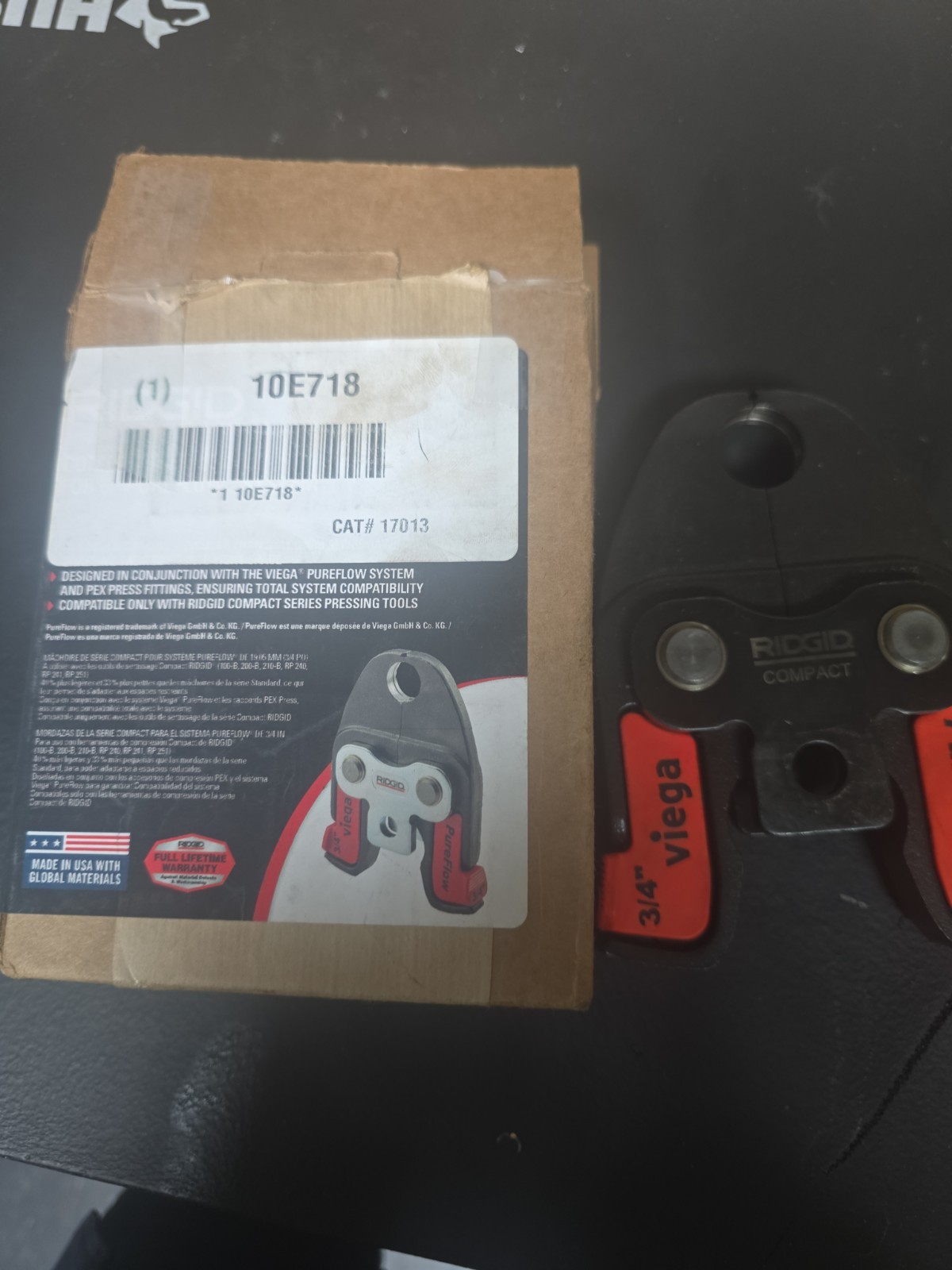 RIDGID 17013 Compact PureFlow 3/4" Press Jaw – NEW