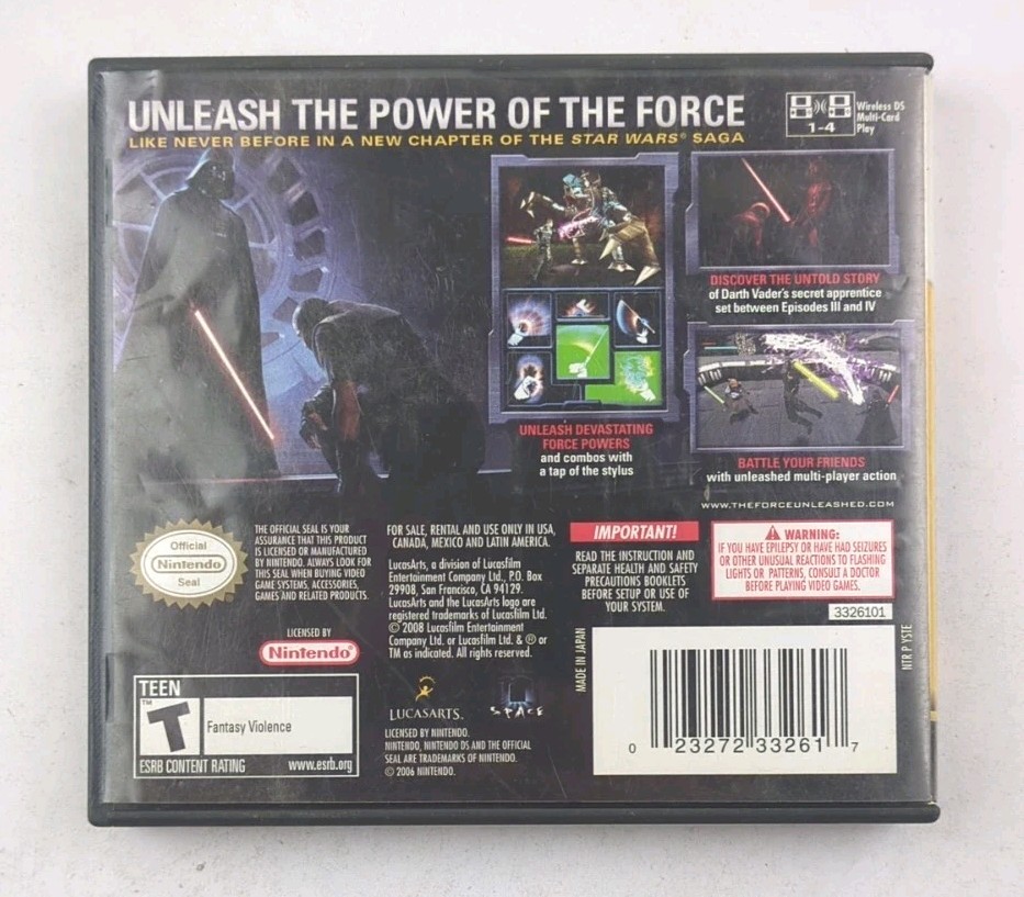 Star Wars: The Force Unleashed Nintendo DS Case & Manual Only NO GAME Authentic