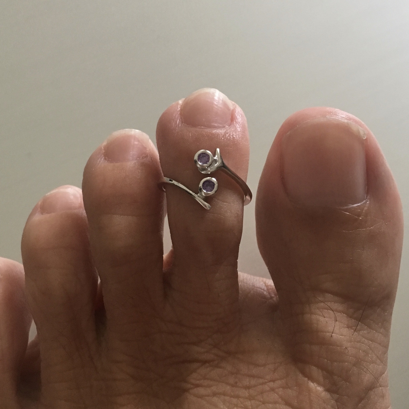 Sterling Silver Amethyst CZ Toe Ring, Silver Rings, CZ Ring, February Birthstone