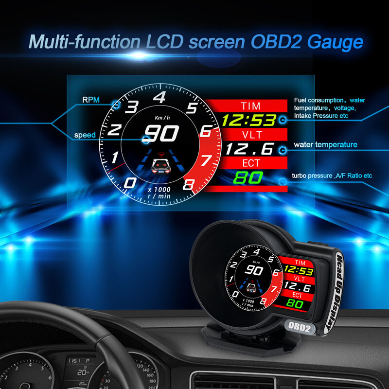 Universal Car Head Up Display OBD2 GPS HUD Speedometer Meter Tool Loop Status