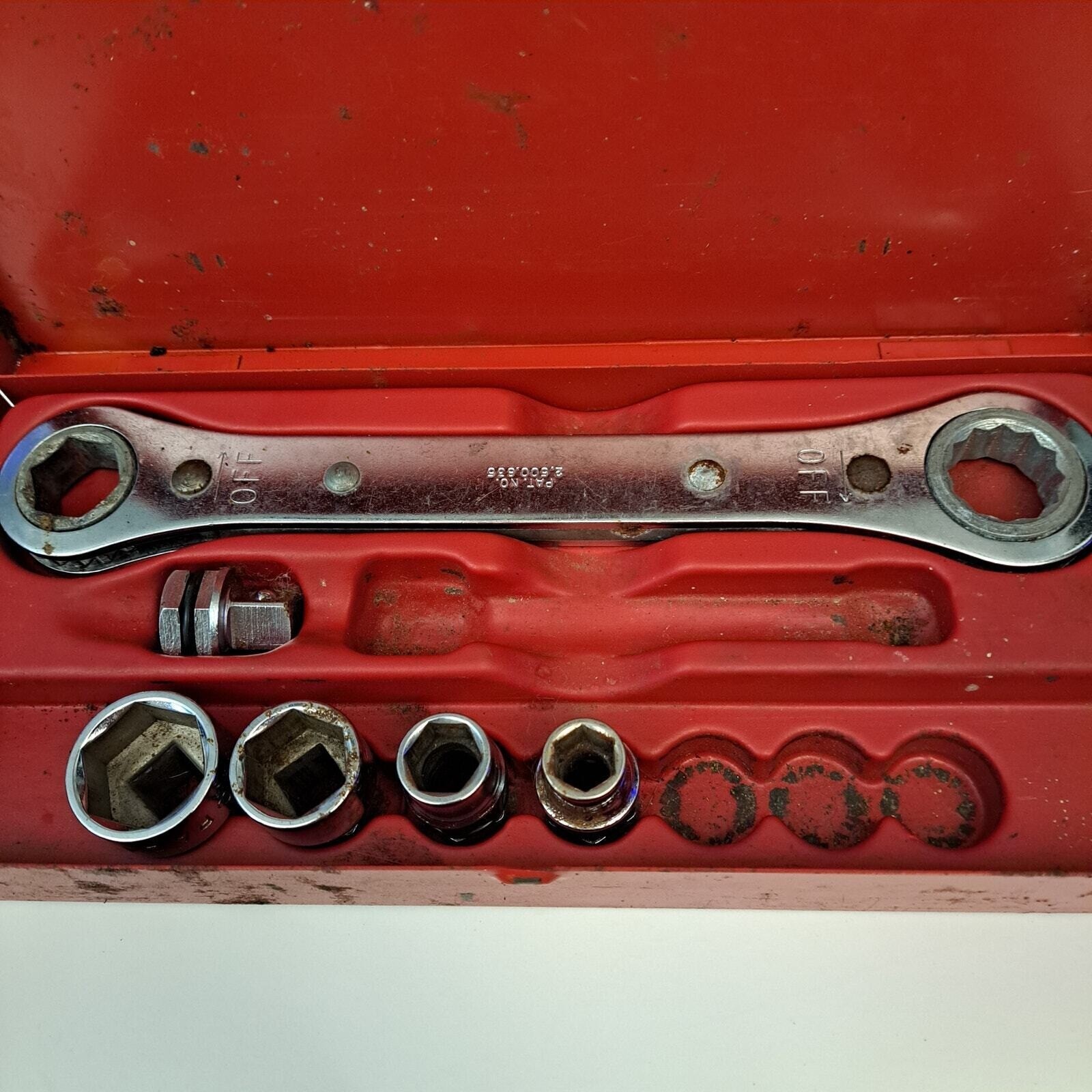Vintage MAC Tools RBW-20 Ratcheting Wrench Set Double Box End 5/8 11/16 Adapters
