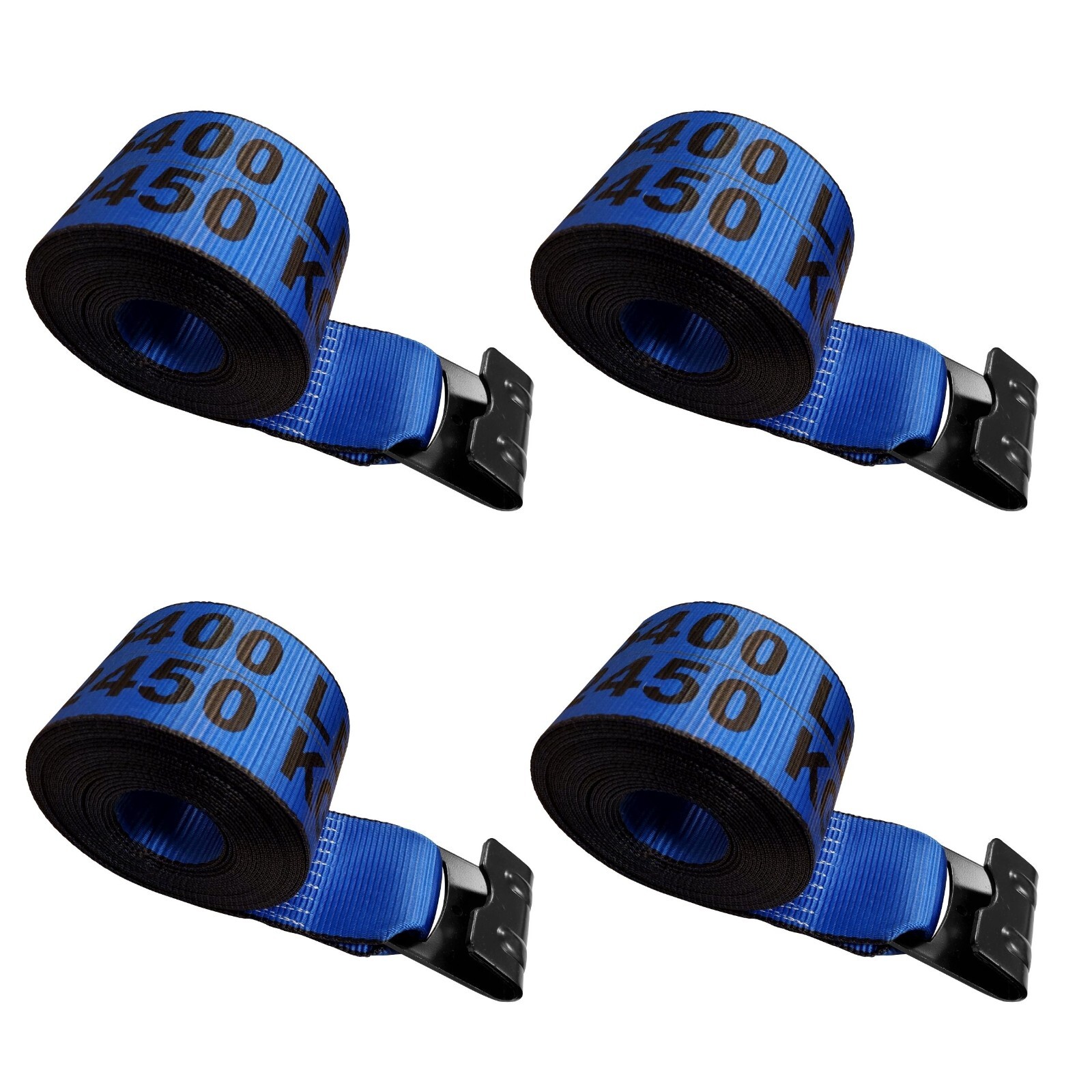 USA 4 Pack Heavy Duty 4" x 40' Winch Tie Down Strap w/ Flat Hook 5400 LBS BLUE