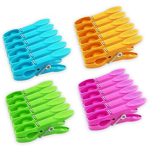 24 Pack Colorful Plastic Clothespins Small Laundry Clothes Pins Clips with Sprin