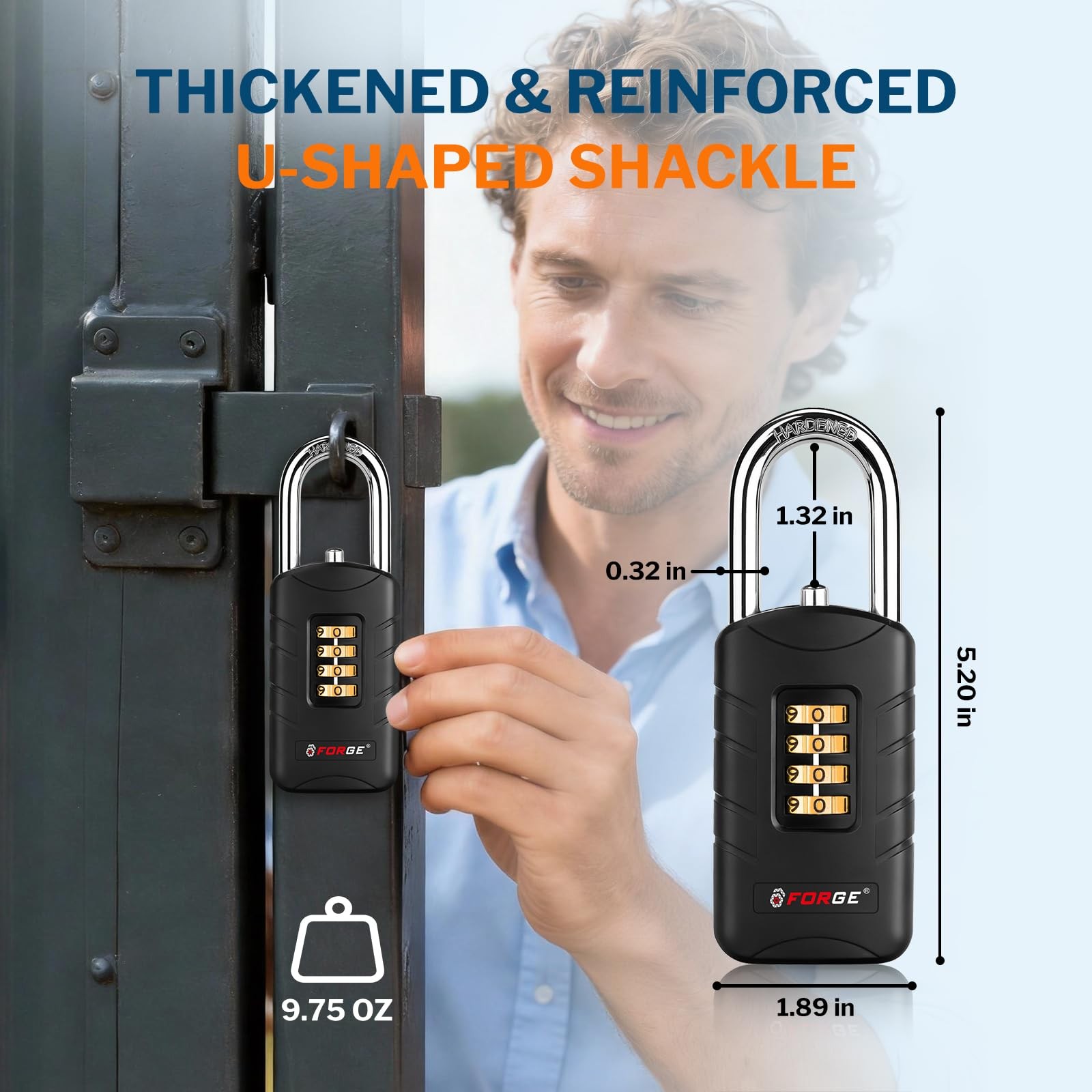 Forge 4-Digit Combination Padlock with Backup Keys, Recover Forgotten Code, W...