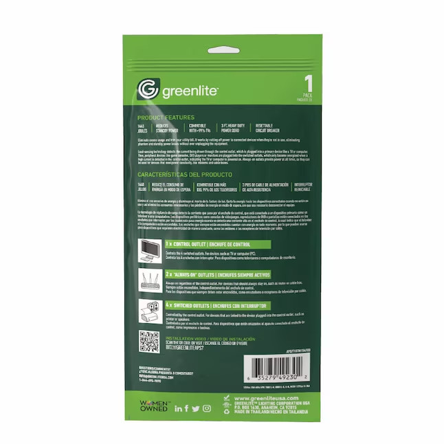Greenlite 3-ft 7 -Outlet Indoor White Power Strip