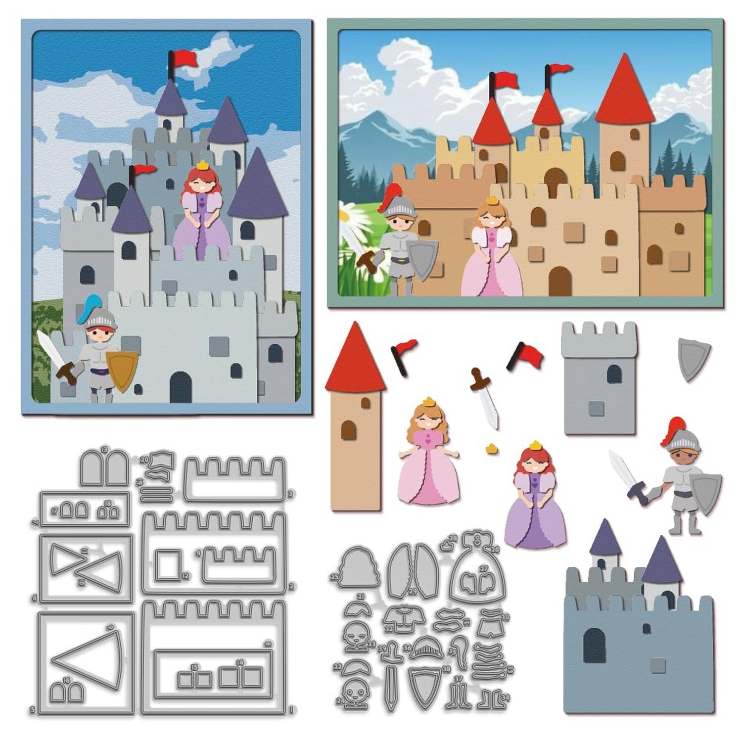 MAYJOYDIY Knight Princess Castle Die Cuts for Card Making Fairy Tales Metal C...