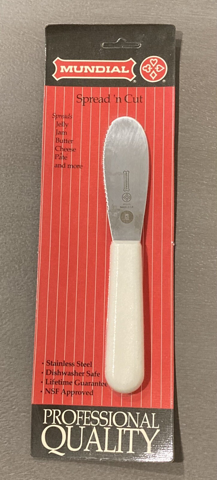 NOS Vintage Mundial Brazil Sandwich Spreader Knife 5688 Spread n Cut NEW