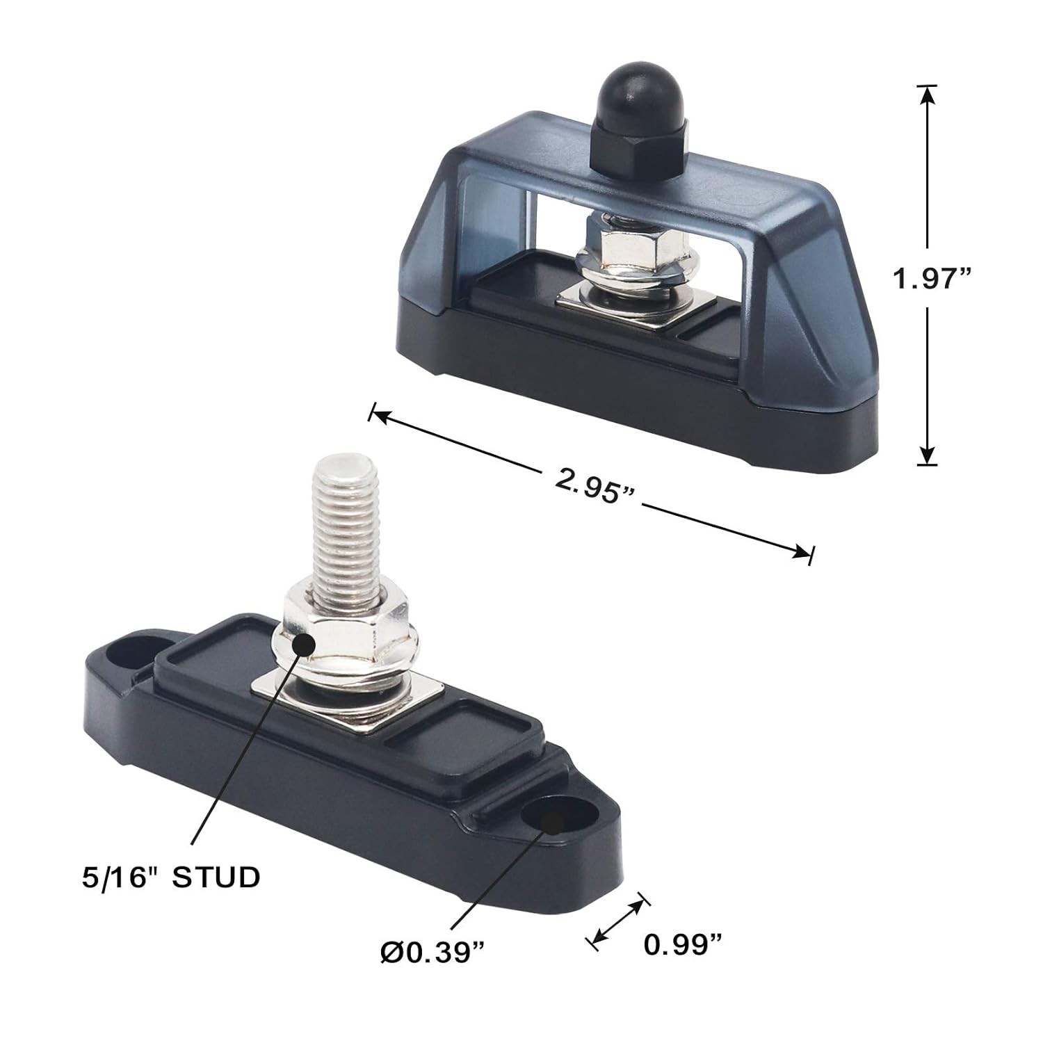 Panel Mount 150A Bus Bar - Reliable Power Distribution Block with Ring Terminals