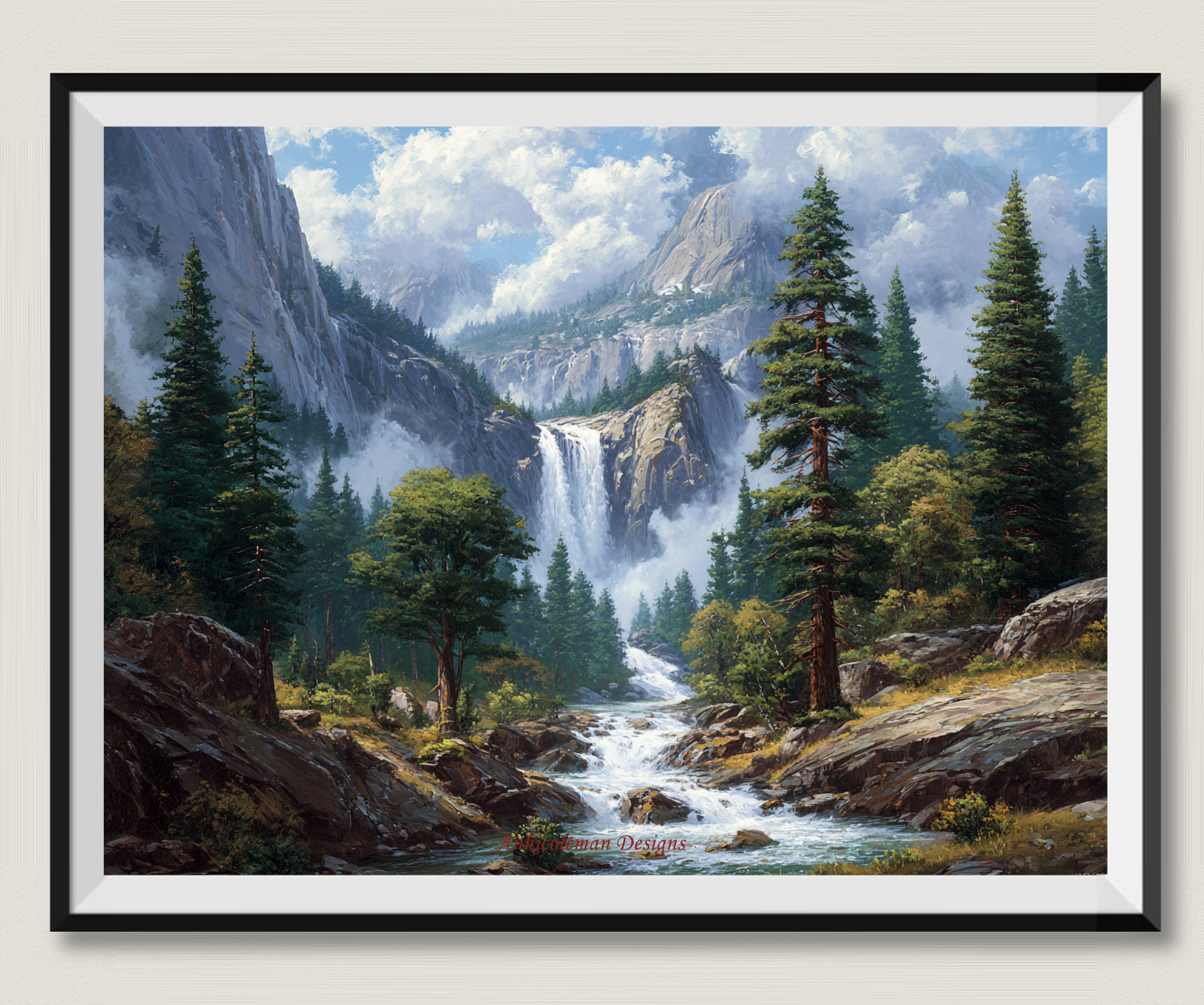 Waterfall in Yosemite 2 - DIY Chart Counted Cross Stitch Patterns Needlework DMC