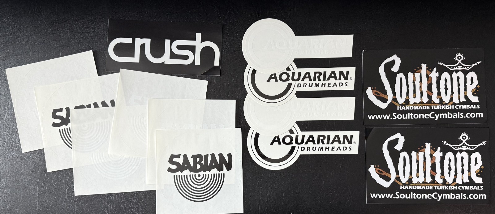 Sabian Cymbals, Crush Drums,  Soultone & Aquarian Drumheads Sticker Lot of 13