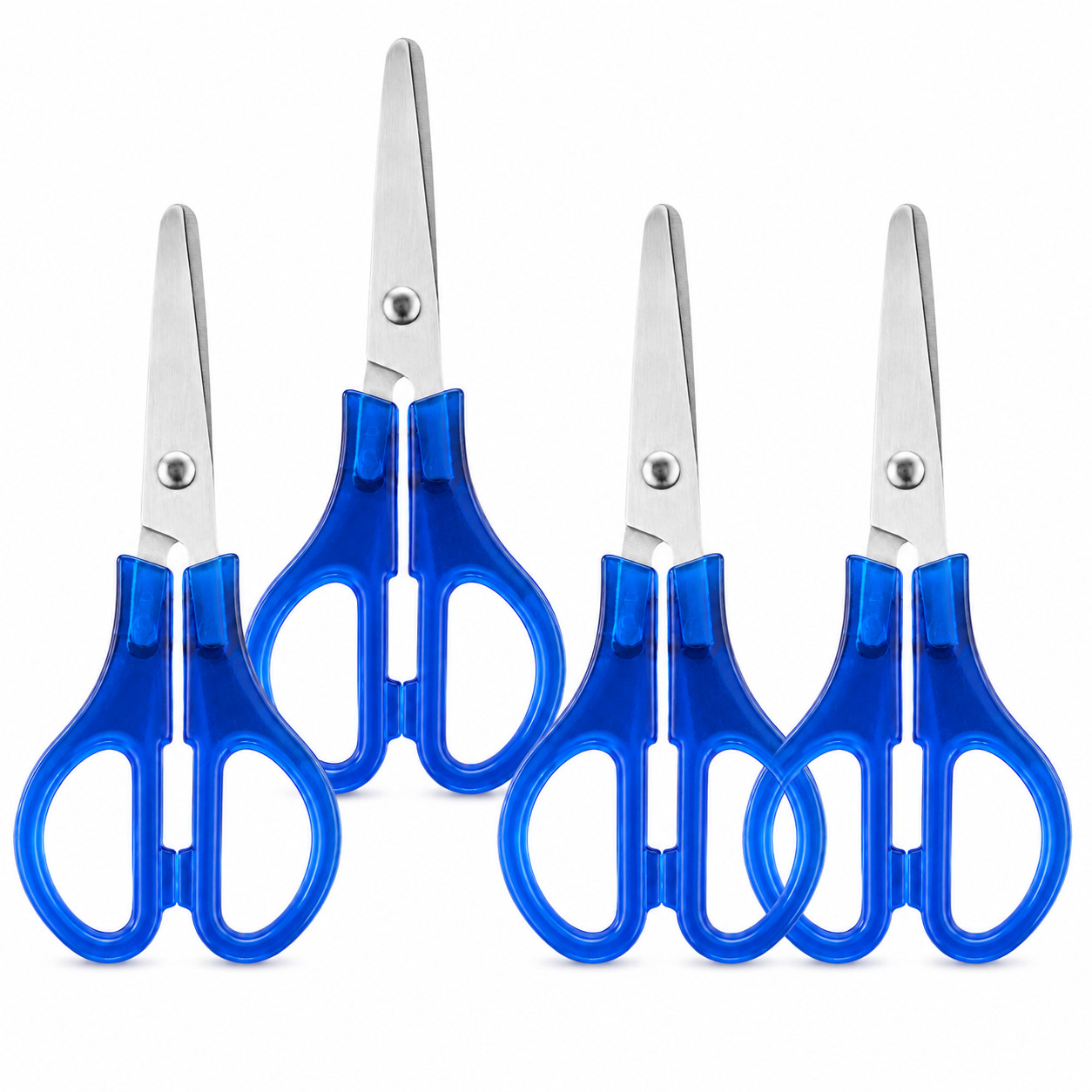 4 Pack 5" All Purpose Scissors Stainless Steel Blades Blue Handle Scissor