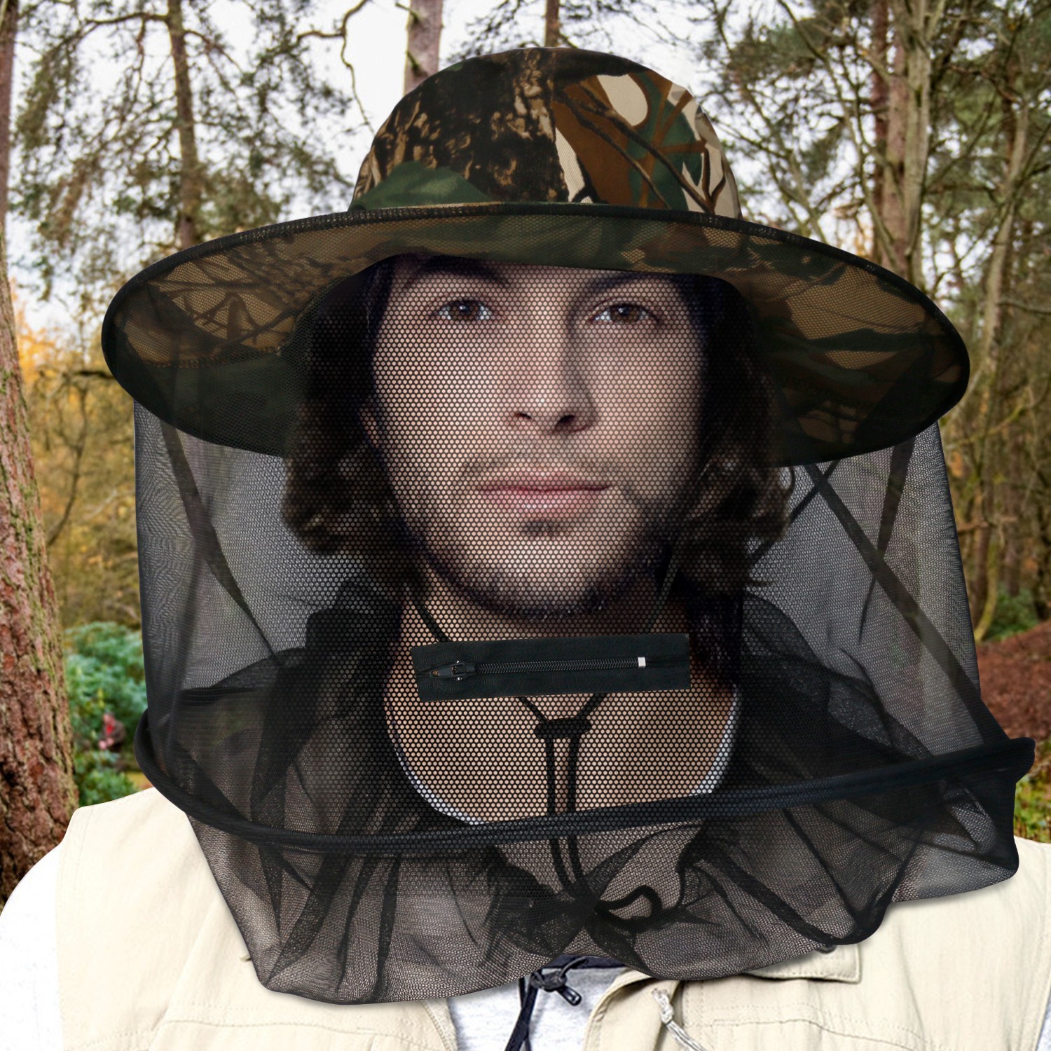 Outdoor Insect Proof Head Net Hat Breathable Mesh Face Protection for Hiking