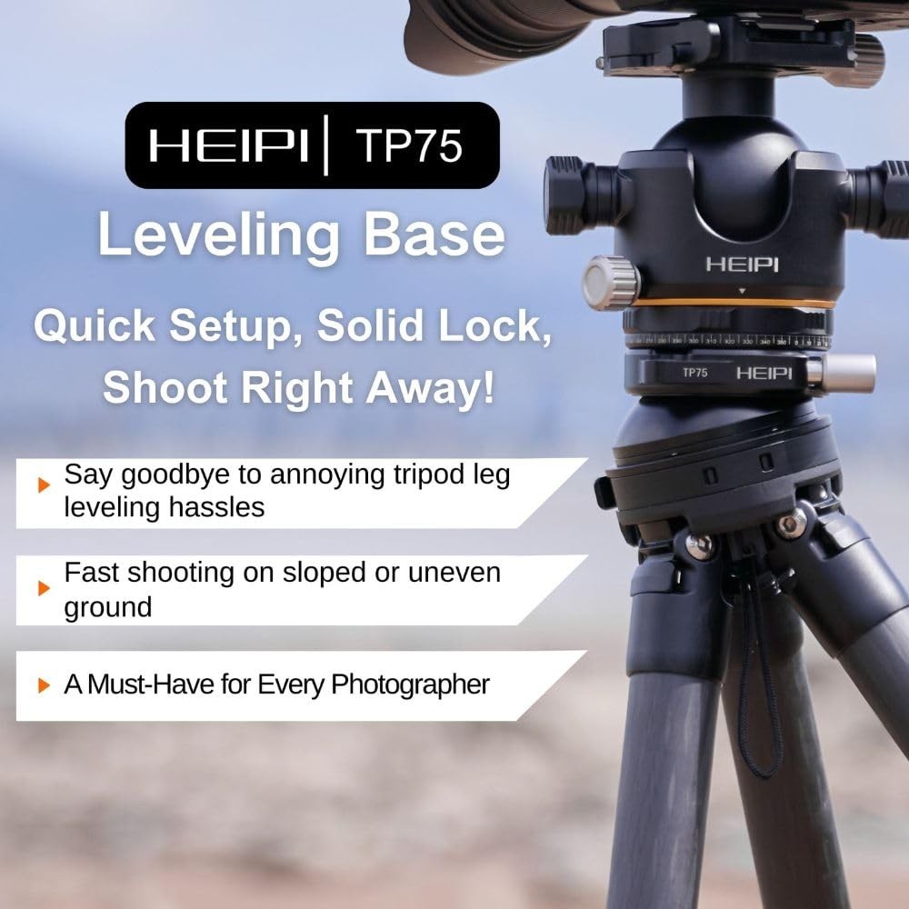 HEIPI TP75 Tripod Leveling Base for Camera Quick Tripod Head Plate with +/-5°