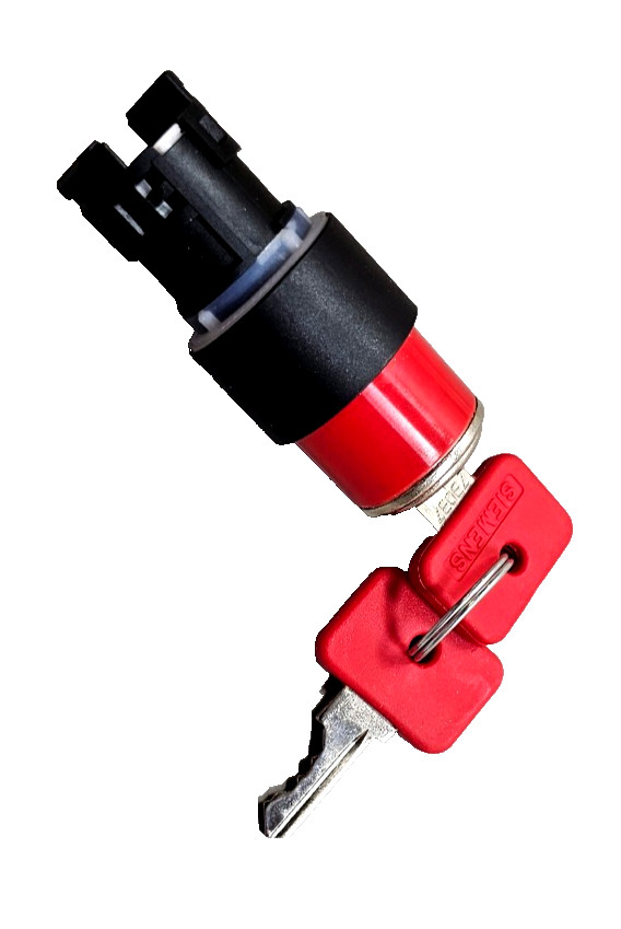 Siemens 3SB3000-3BH01 22MM Round Actuator Selector Switch w/ 2 Keys, Red, New