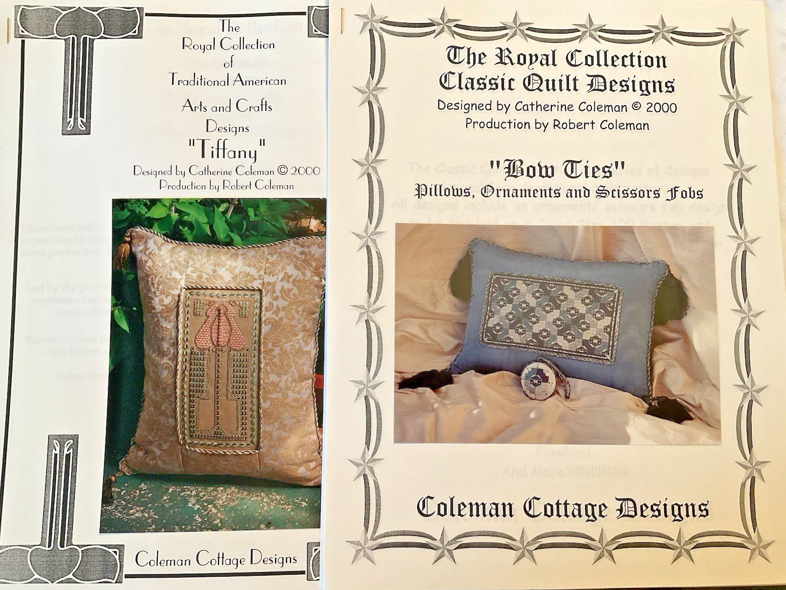 Needlepoint Chart Booklets Lot of 2 Catherine Coleman Tiffany & Bow Ties 18 Ct