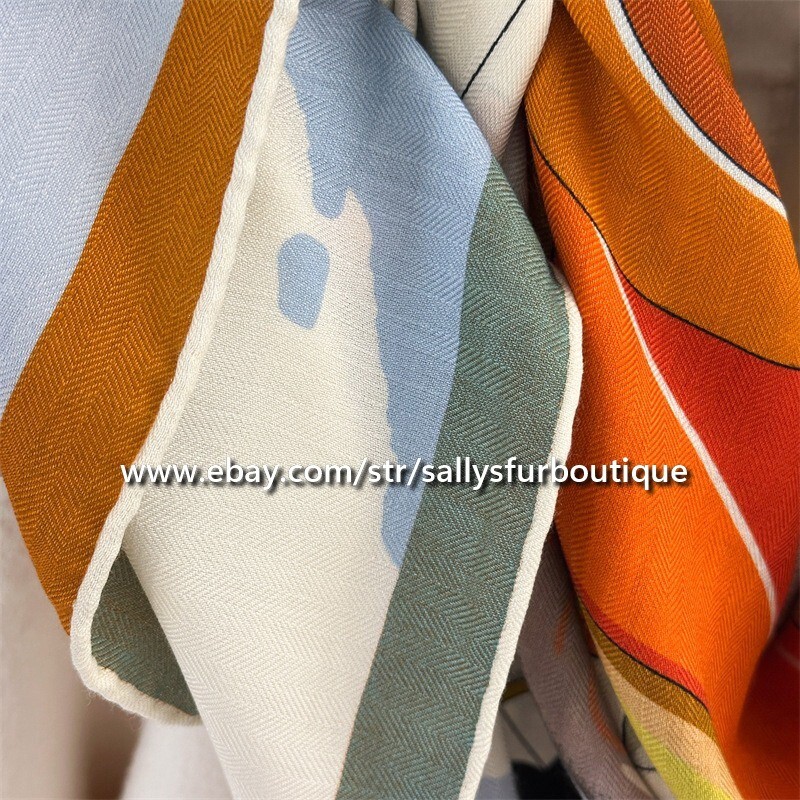Sallys 75% Cashmere & 25% Silk Stole Parade Print Double Face Scarf Shawl 53"