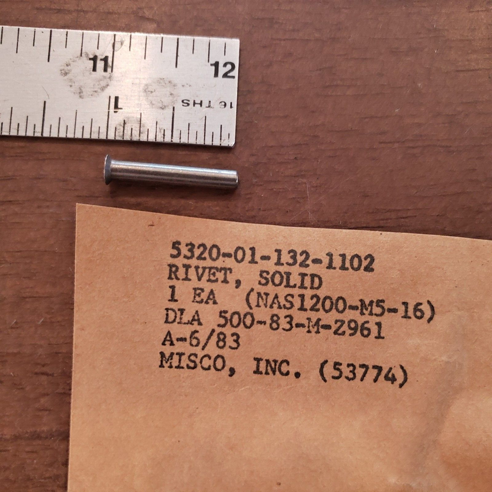 (41) MISCO INC RIVET SOLID NAS1200M5-16 5320-01-132-1102