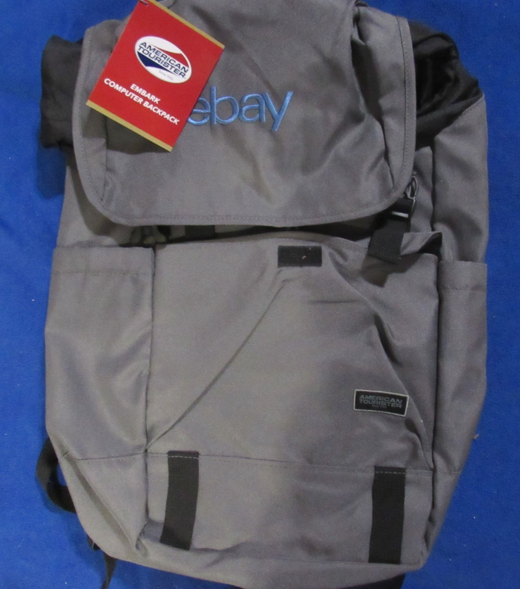 American Tourister Embark Computer Backpack Grey eBay Logo Laptop Bag New