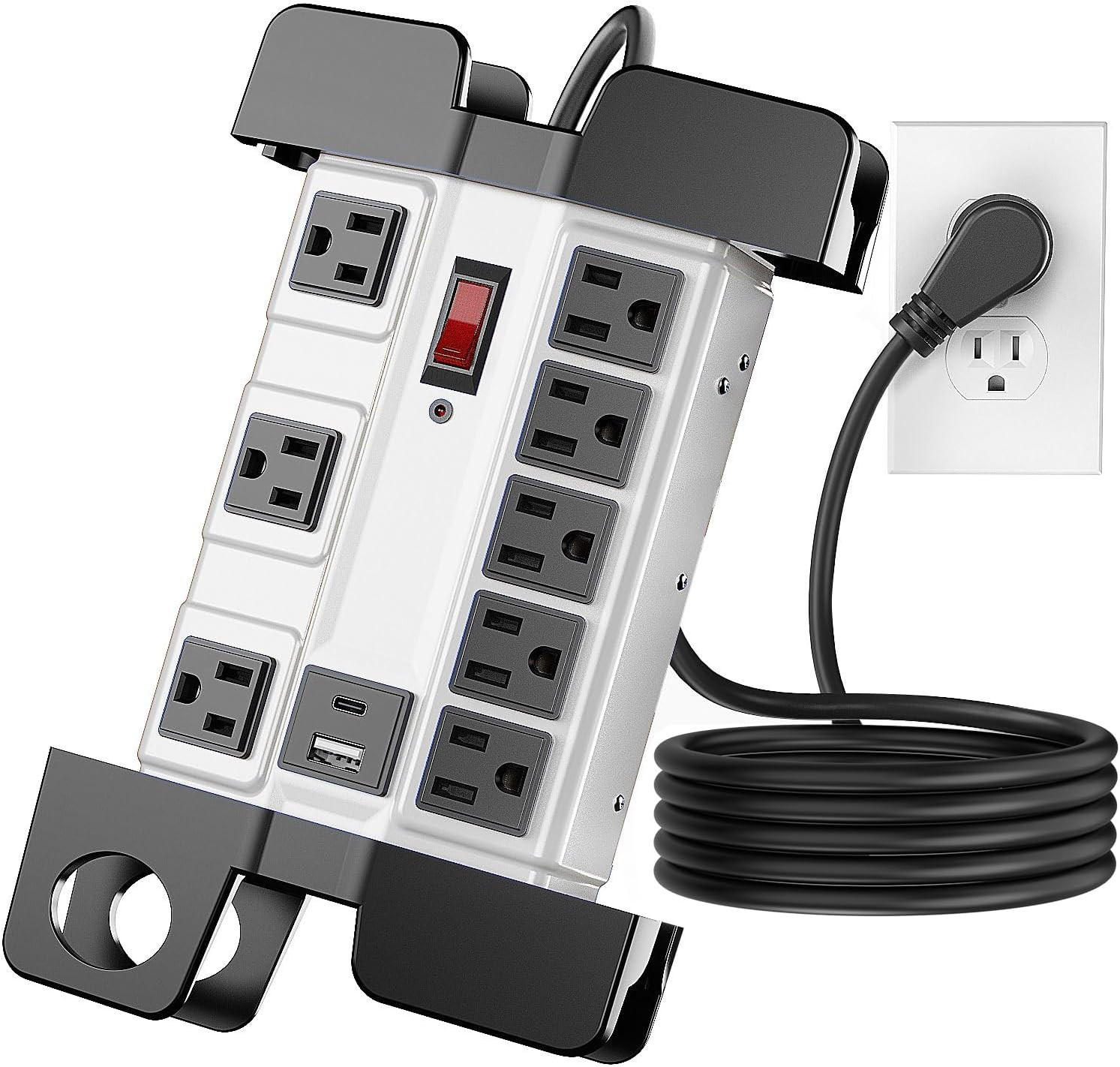 Heavy Duty Power Strip with USB 6FT, 2000 Joules, 15A/1875W | 8 Outlets, Metal S