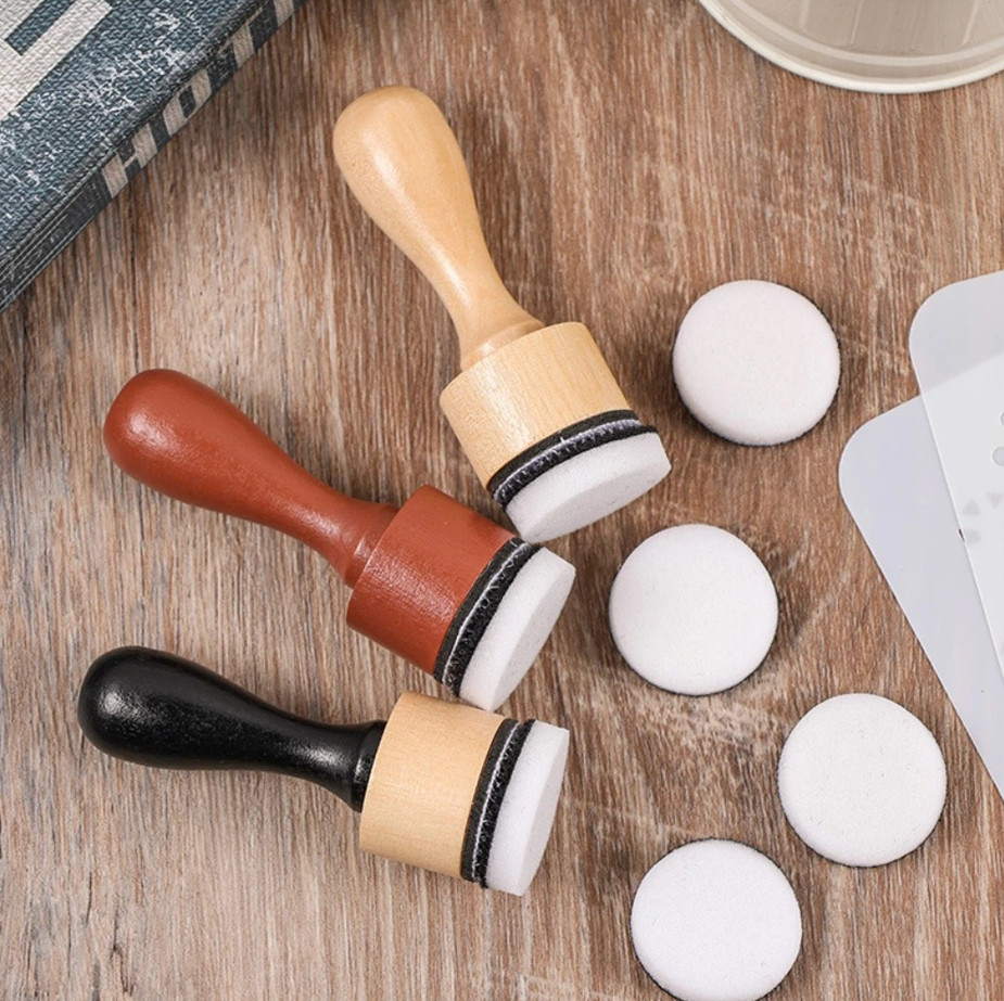 Mini Distress Ink Blending Tool Wooden Handle Craft Sponge NEW