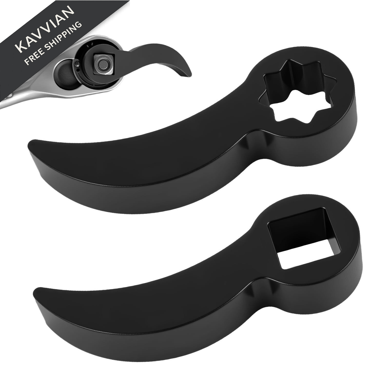VKQTS 2PCS Pry Bar Wrench Adapter 4-Point & 2.92*0.98*0.47 inch, Style 1