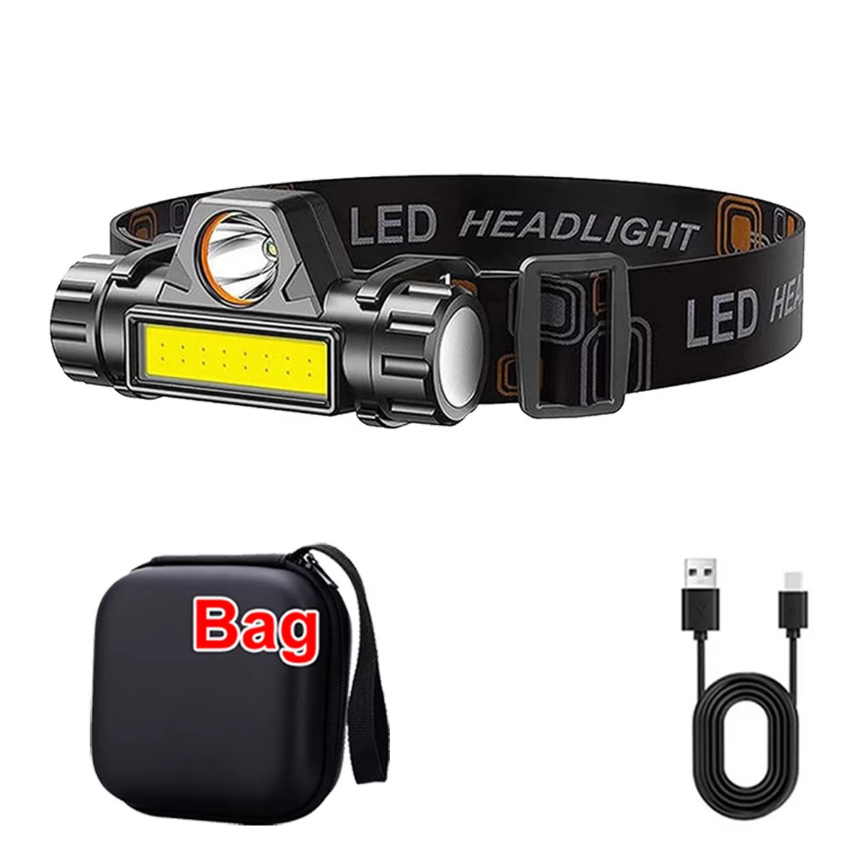 2 Pack USB Rechargeable Waterproof LED Headlamp Headlight Head Light Flashlight