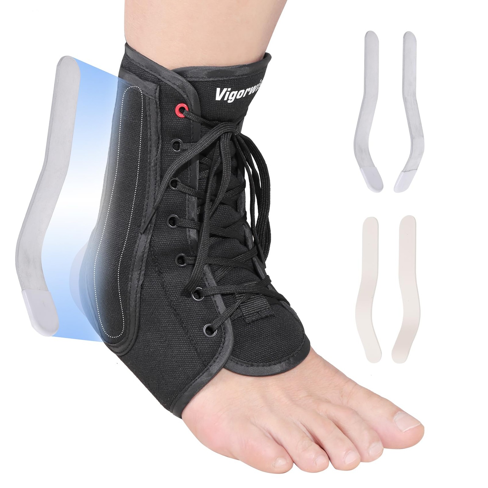 Ankle Brace for Sprained Ankle, Lace up Ankle Brace with 1Pair Metal and Plas...
