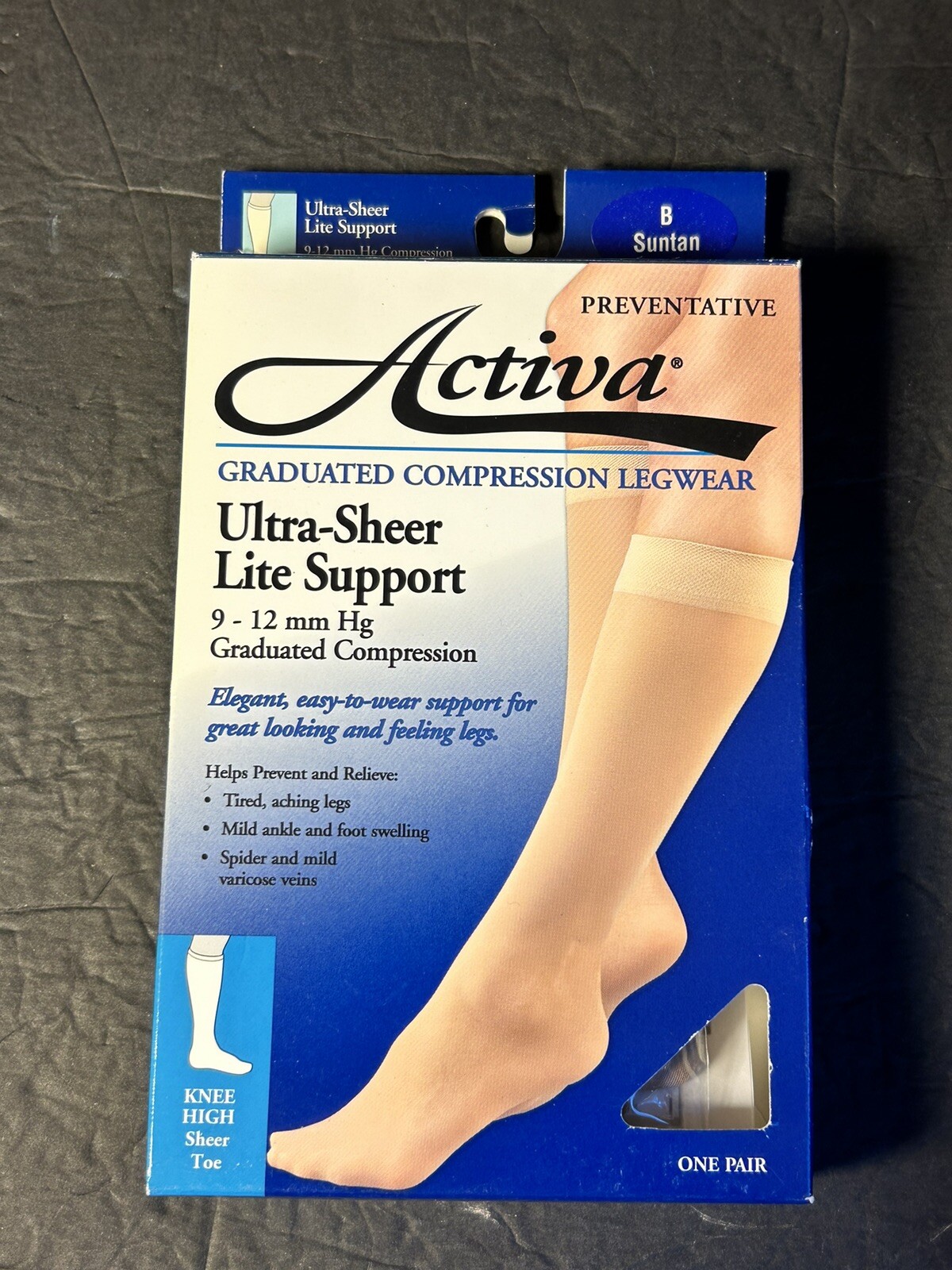 Activa UltraSheer Lite Support Knee High 9-12mmHg (Suntan) Size B