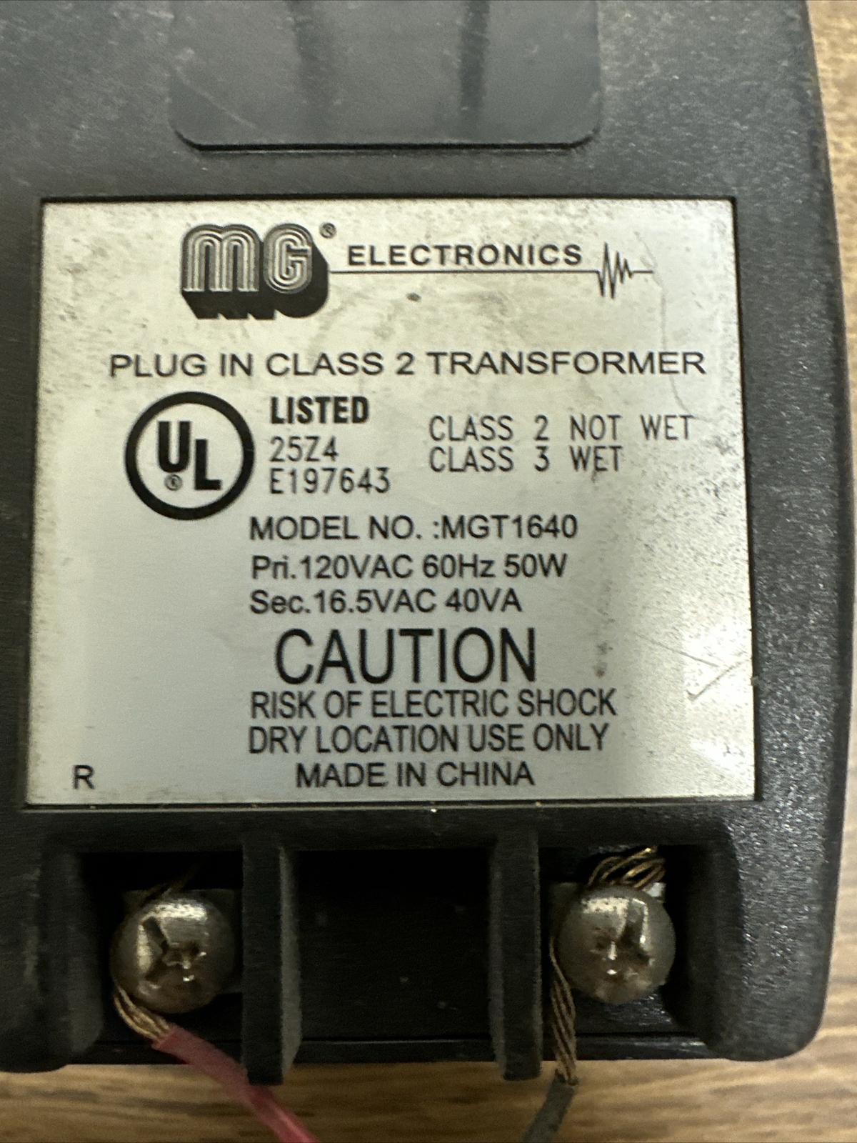 MG Electronics,MGT1640,Transformer Class 2