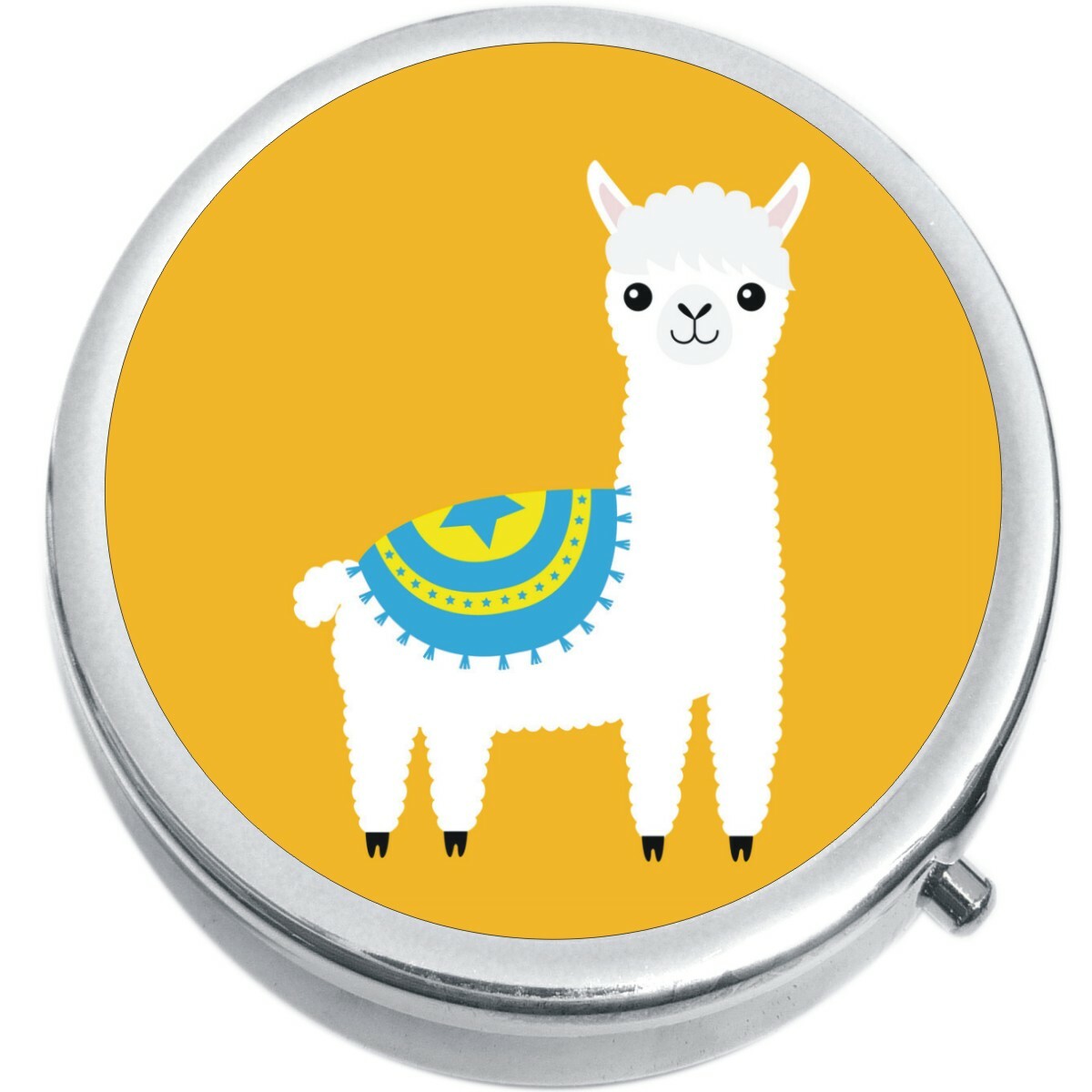 Cute Llama On Yellow  Medicine Vitamin Pill Box