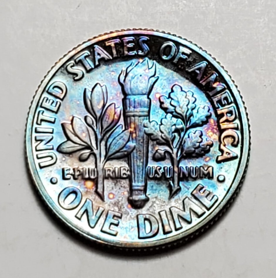 TONED 1985 S ROOSEVELT DIME PROOF UNC #C4001