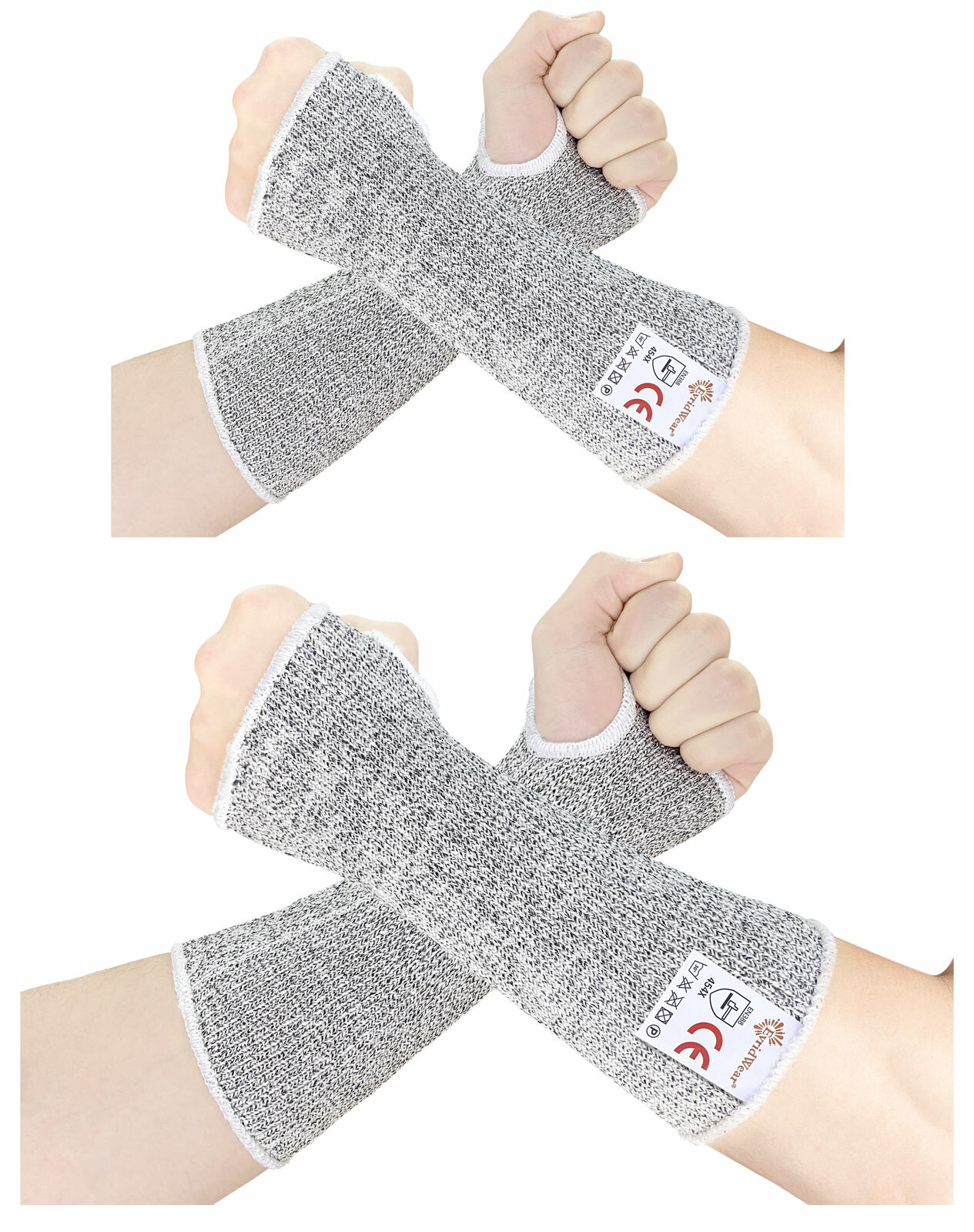 EvridWear Arm Protection, Level 5 Cut Resistant Sleeve Arm Protectors (2 Pairs)