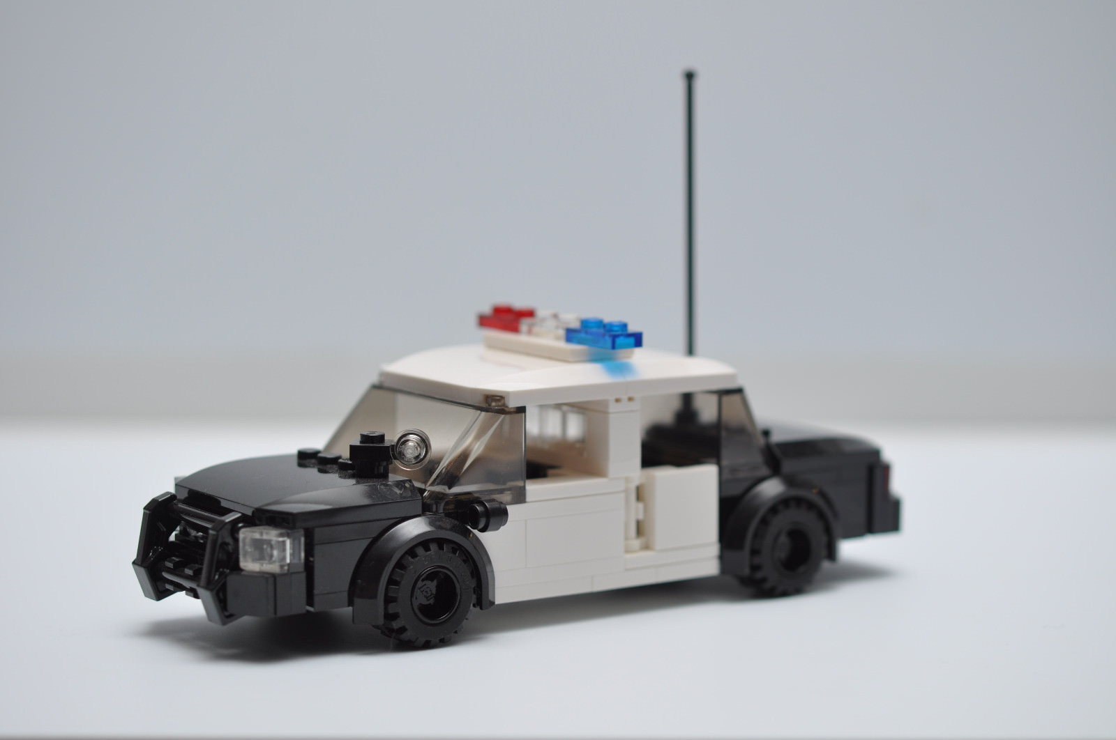 Custom Police Car Cop Black and White Model compatible with Real LEGO® Bricks