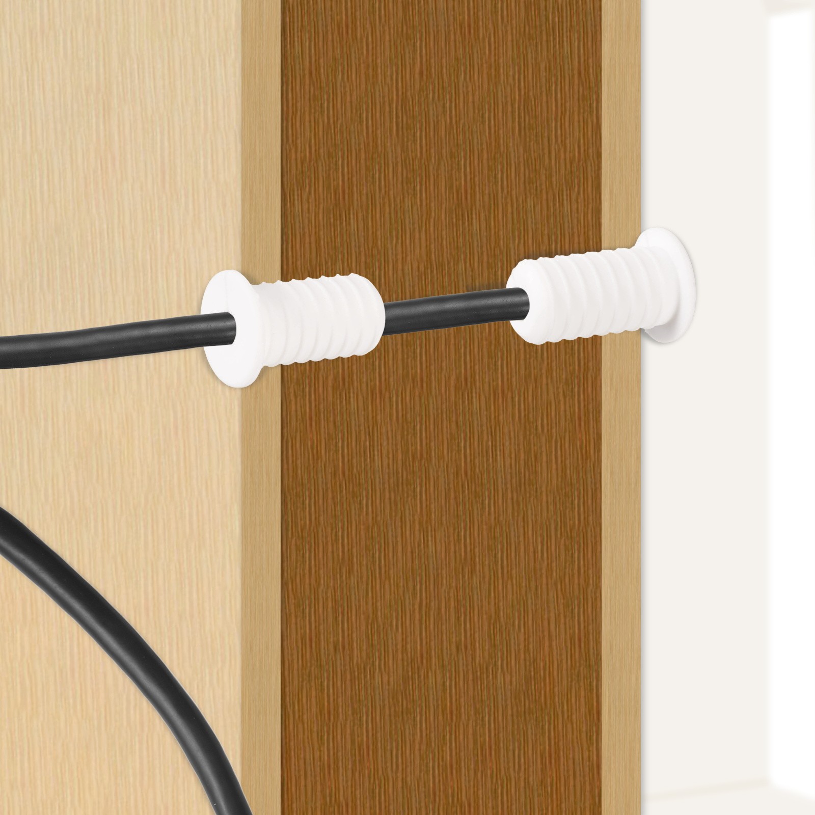 2Pcs Wall Grommets for Cables 3/4" with 7mm Hole White with Thread