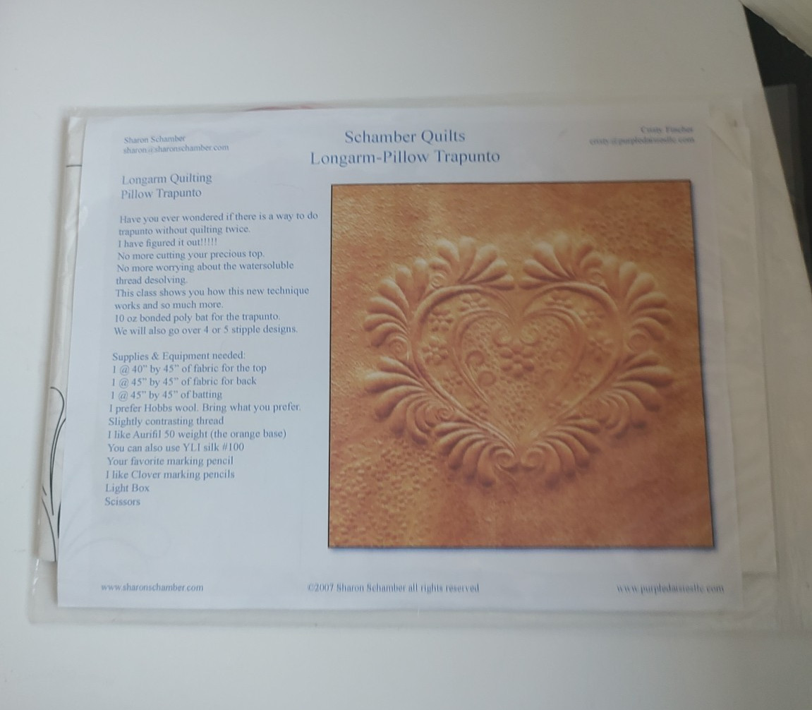 Sharon Schamber Quilts - Longarm Pillow Trapunto - Quilting Tutorial - DVD