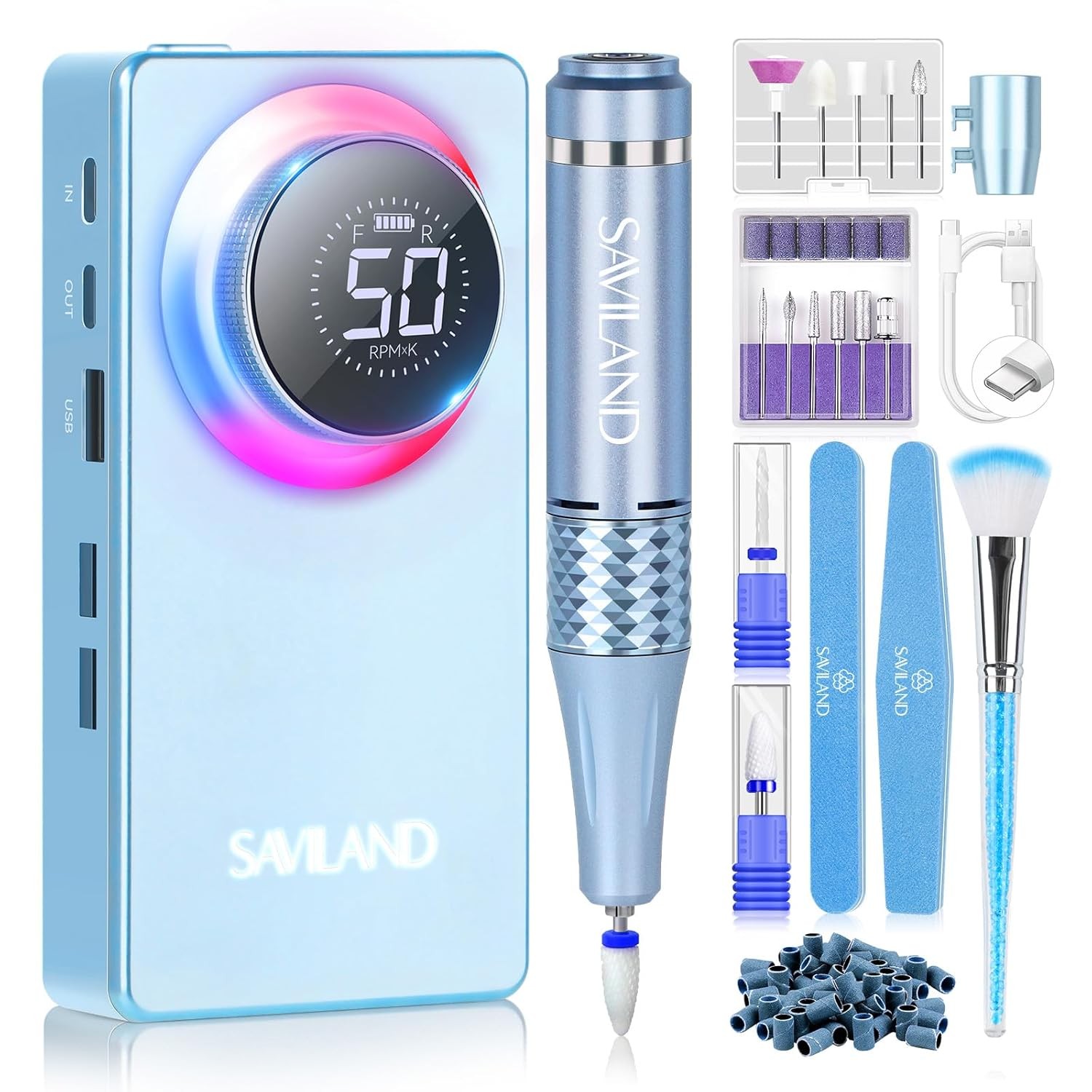 Electric Nail Drill 50000RPM Rechargeable Professional Manicure Salon Kit