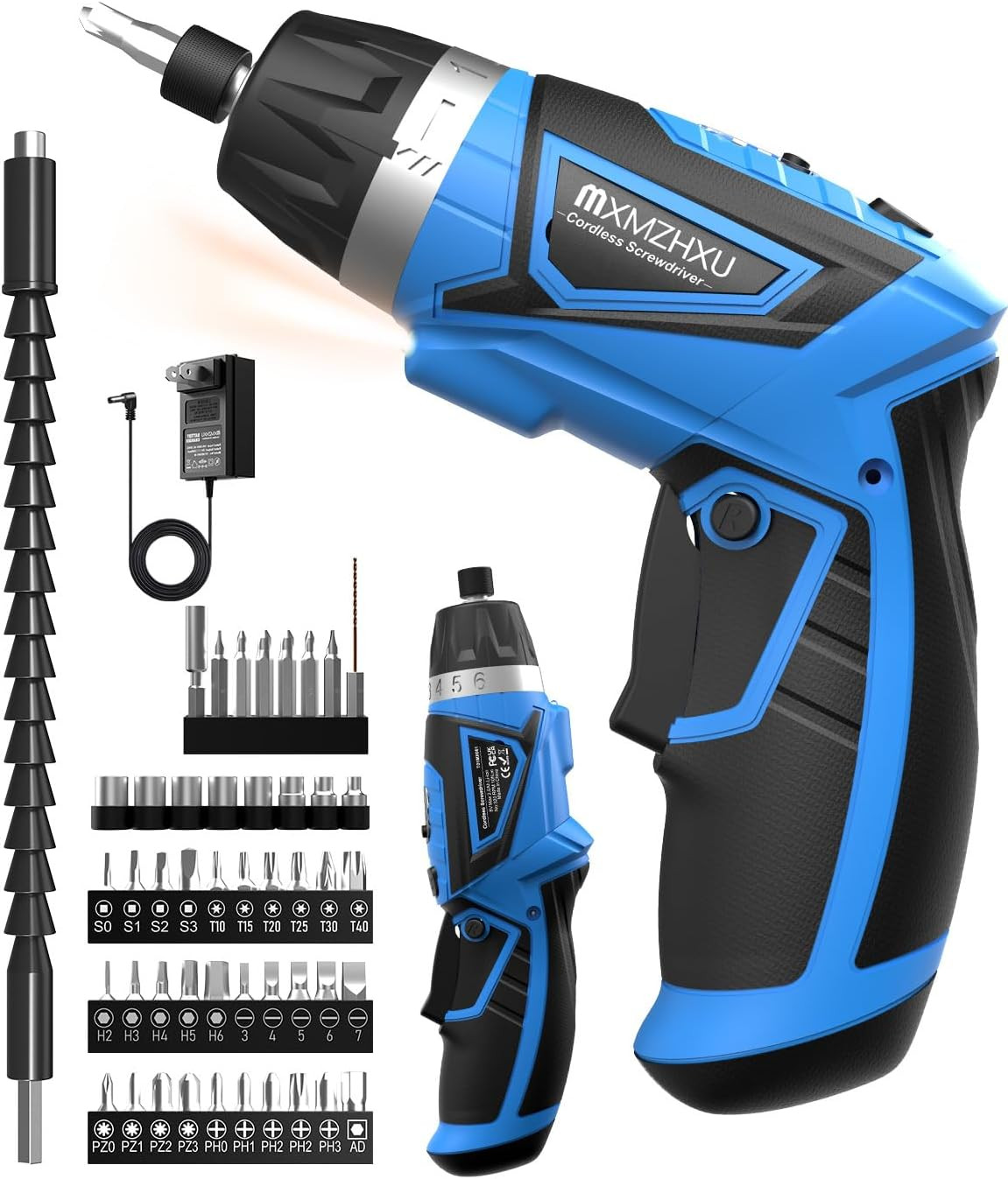 8V Cordless Screwdriver,6+1 Torque Max 10N·M Electric Power Screwdriver with 47