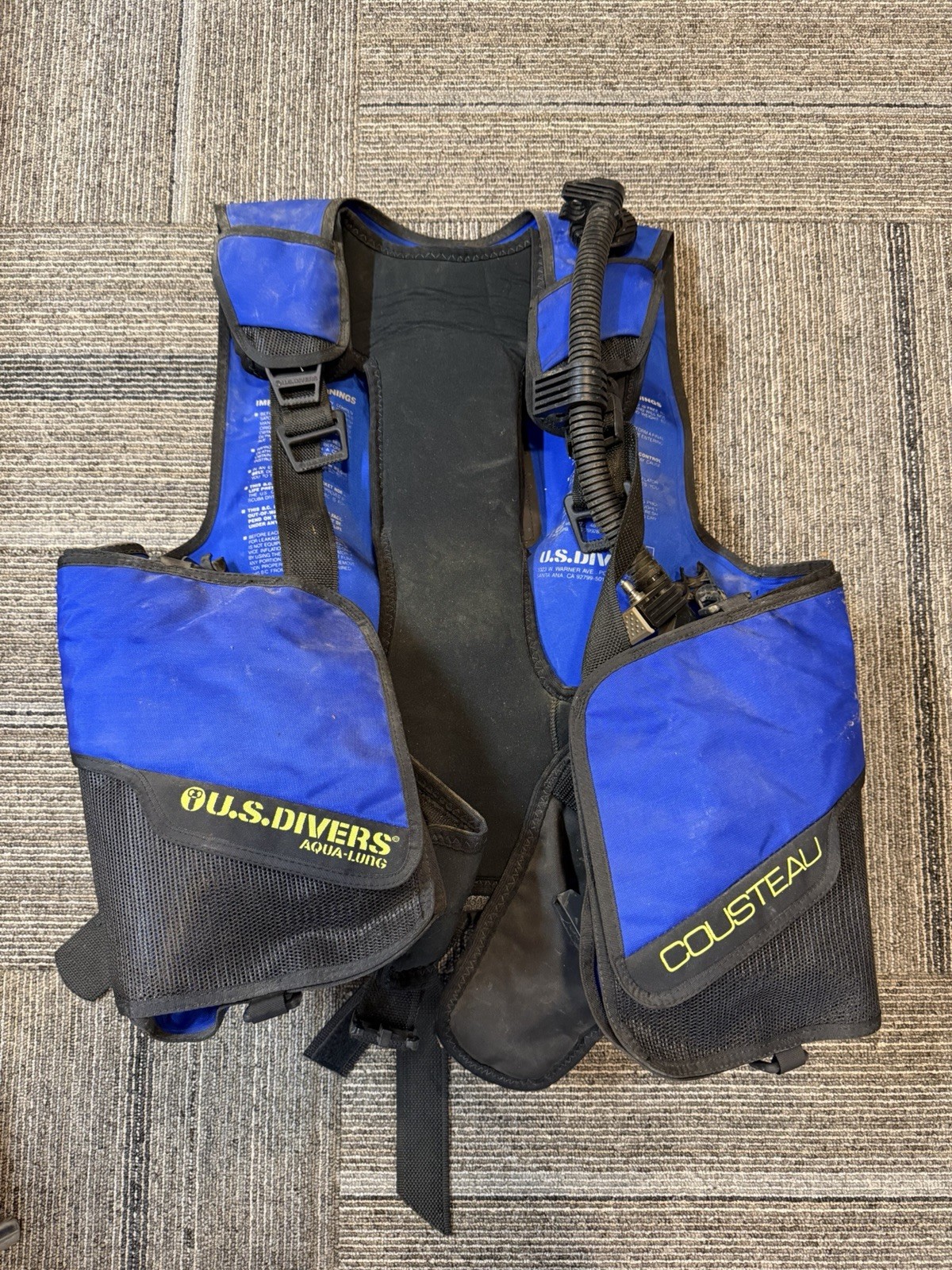 US Divers Aqua Lung Cousteau Scuba Diving Blue & Black BCD Men's L Vest GLOVES
