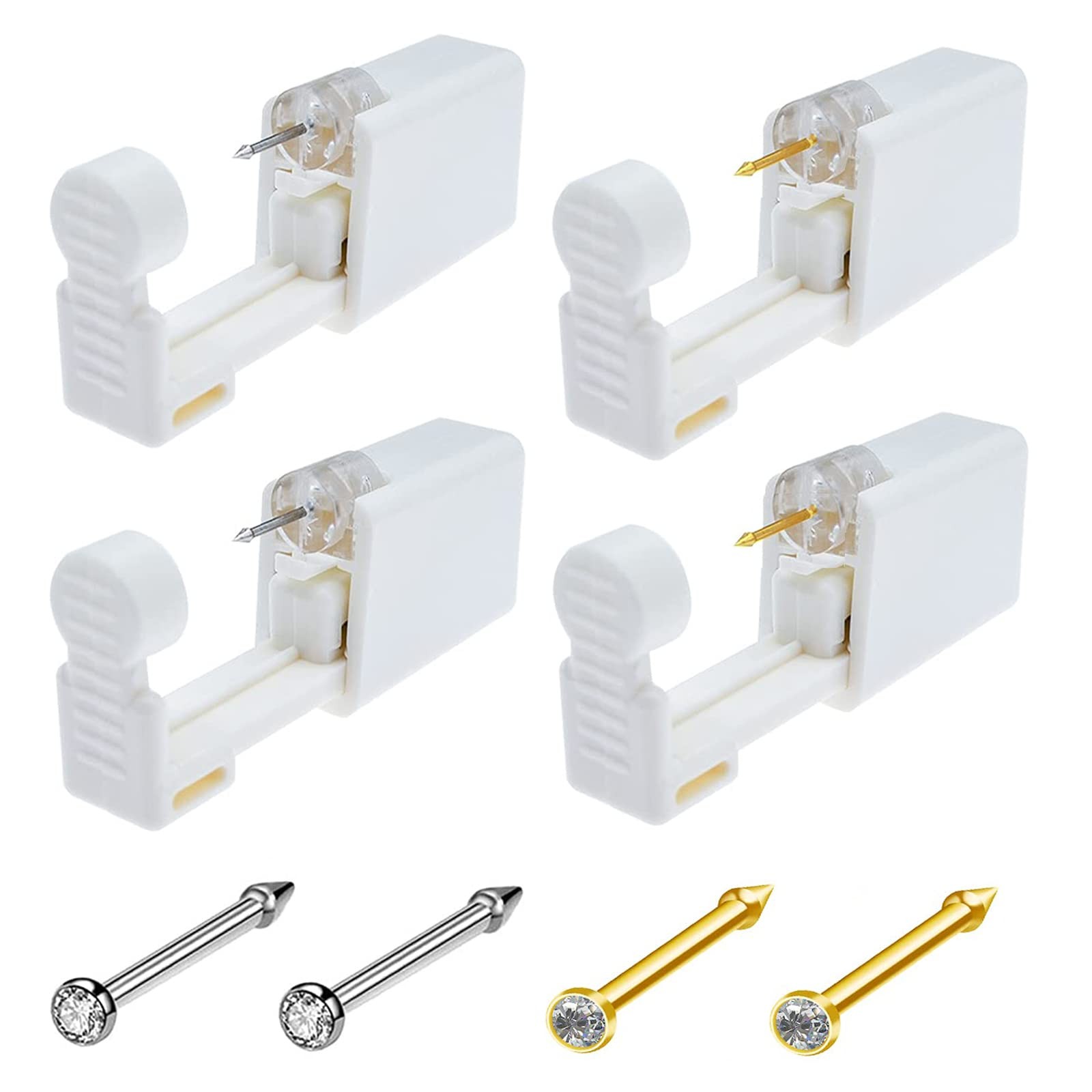 Nose Piercing Kit, 4 Pack Safety Self Gun with 20 gauge, Gold