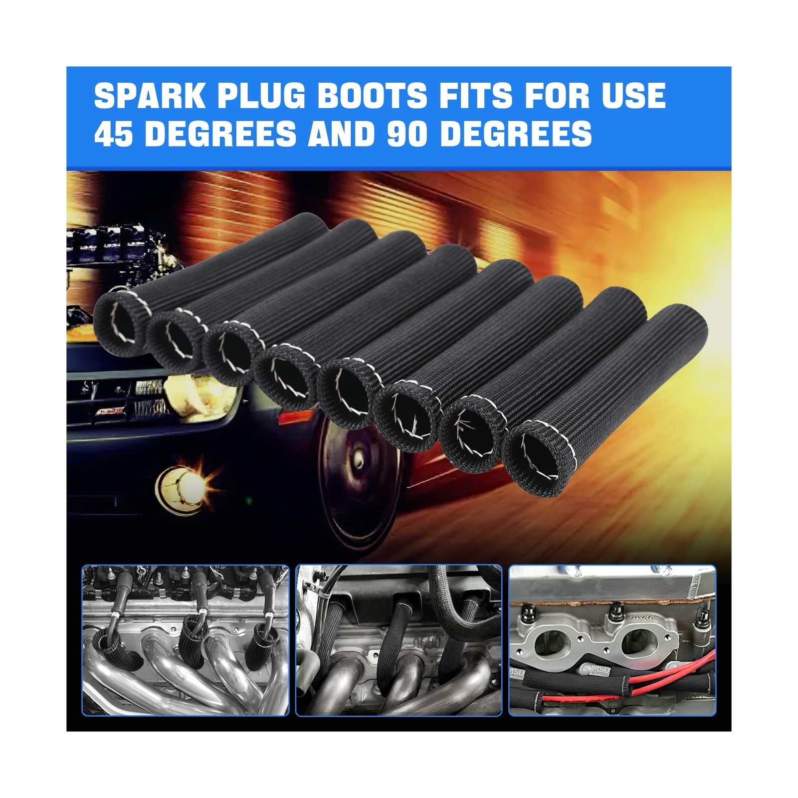 Spark Plug Wire Heat Shield Sleeve 2500° Spark Plug Boot Protector Boots Wr