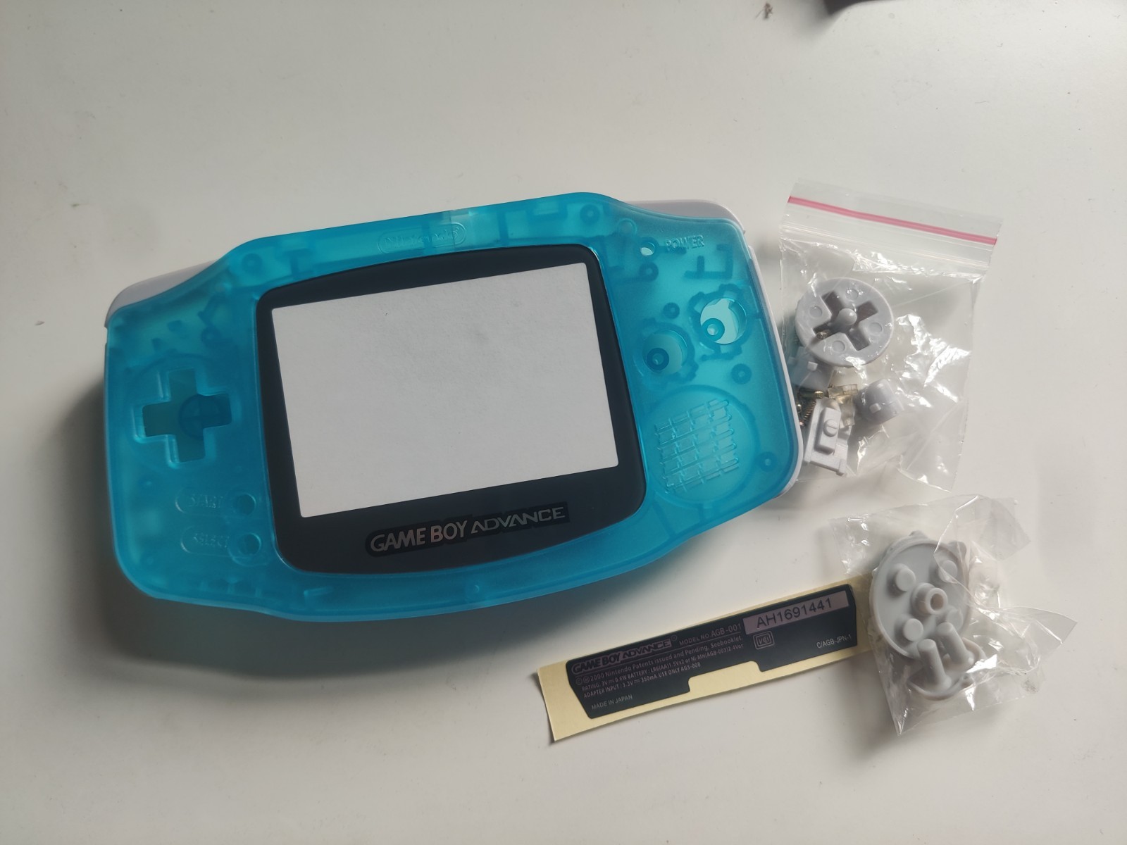 Game Boy Advance GBA Shell Housing Replacement Clear Sky Blue IPS V2 Compatible