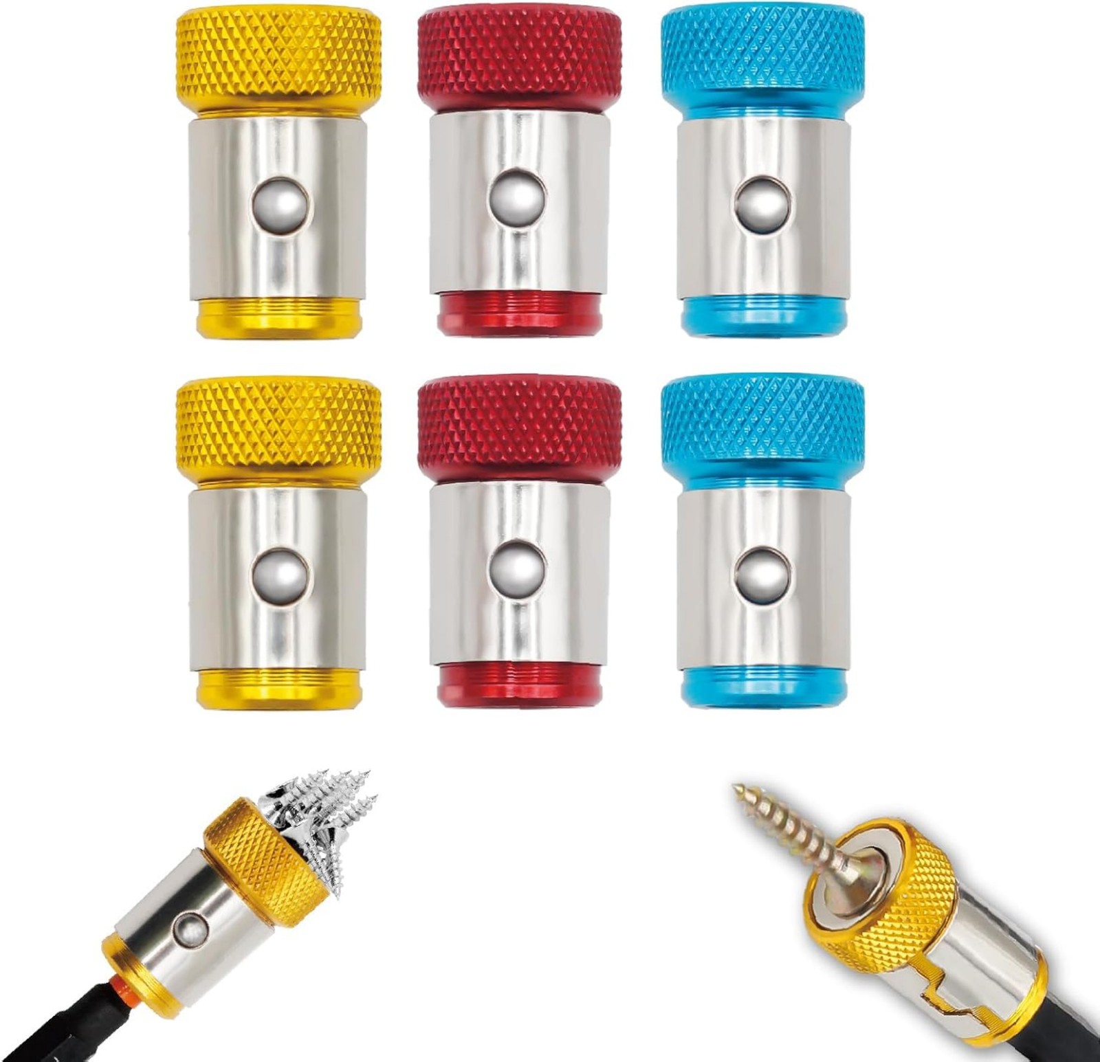 6PCS 1/4" Inner Diameter Magnetic Screw Ring For Power Screwdriver Bits