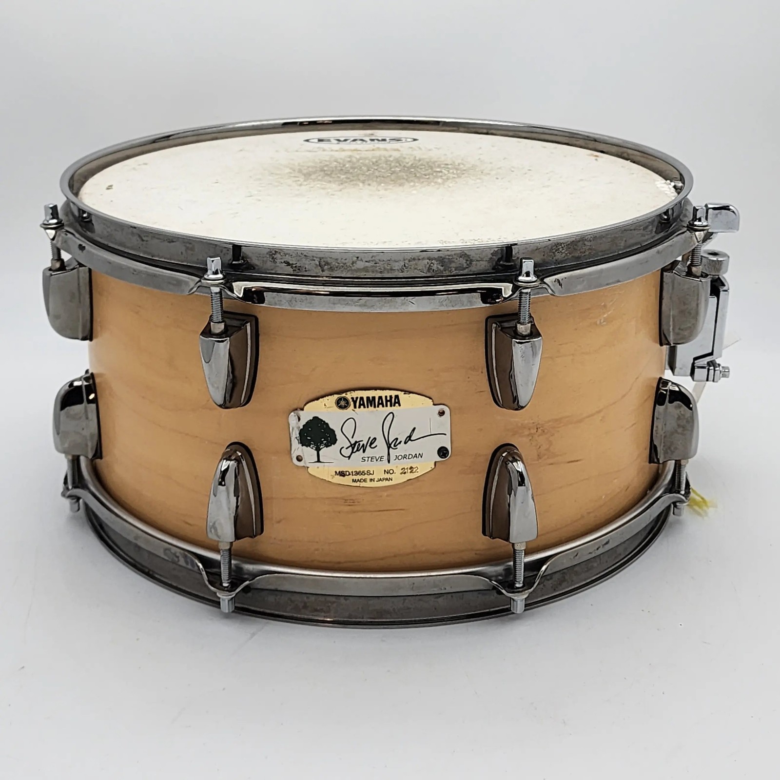 Used Yamaha Steve Jordan Signature Snare Drum 13x6.5 Satin Natural - Fair