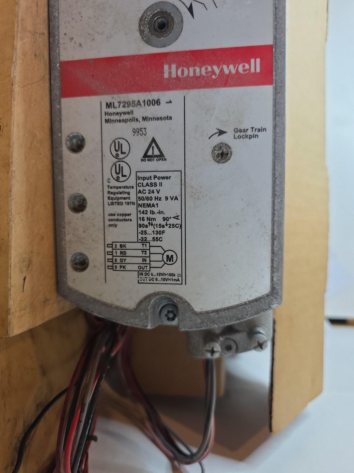 Honeywell ML7295A1006 HVAC Actuator